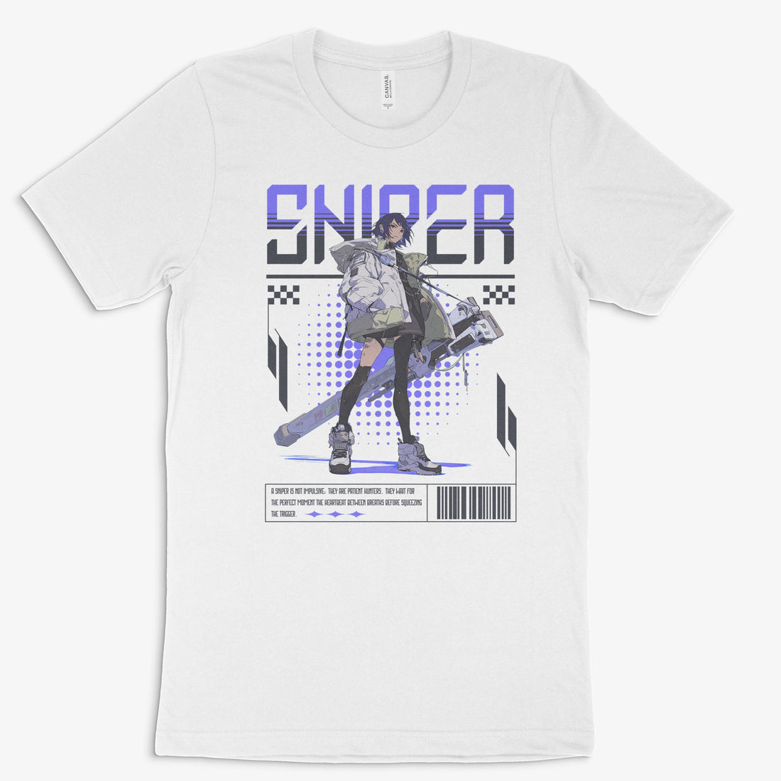 Anime Gamer Shirt - Sniper in Farbe weiss 