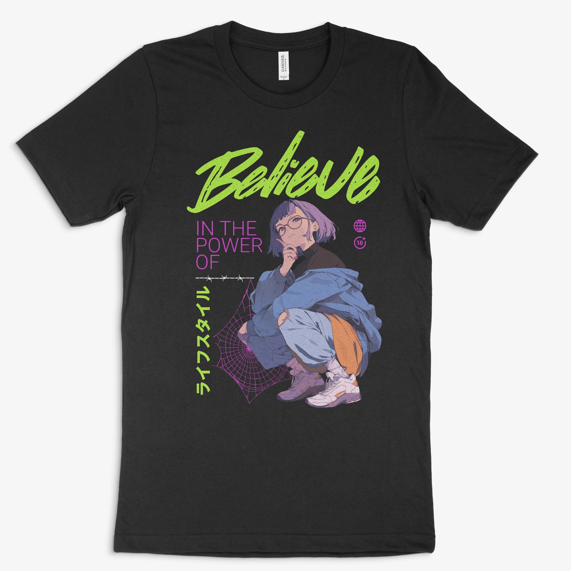 Anime T-Shirt - Believe schwarz – Gaming Shirt mit Anime T-Shirt - Believe Print