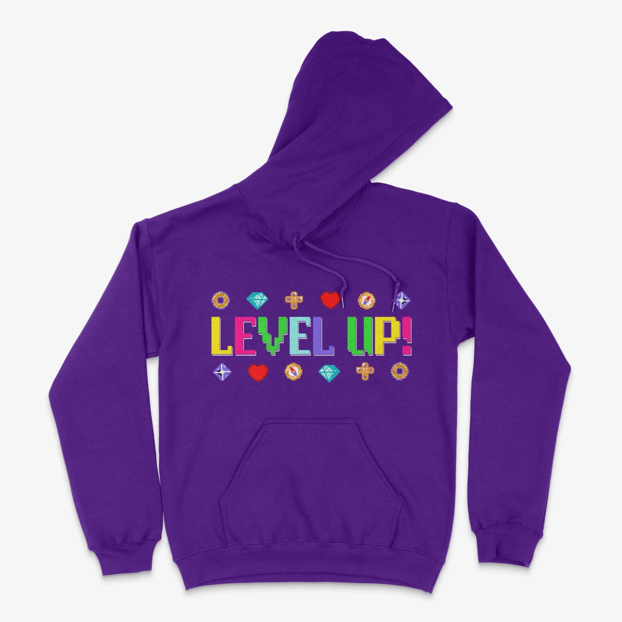 Bunter Gamer Hoodie - Level Up! Hoodie in Farbe lila  