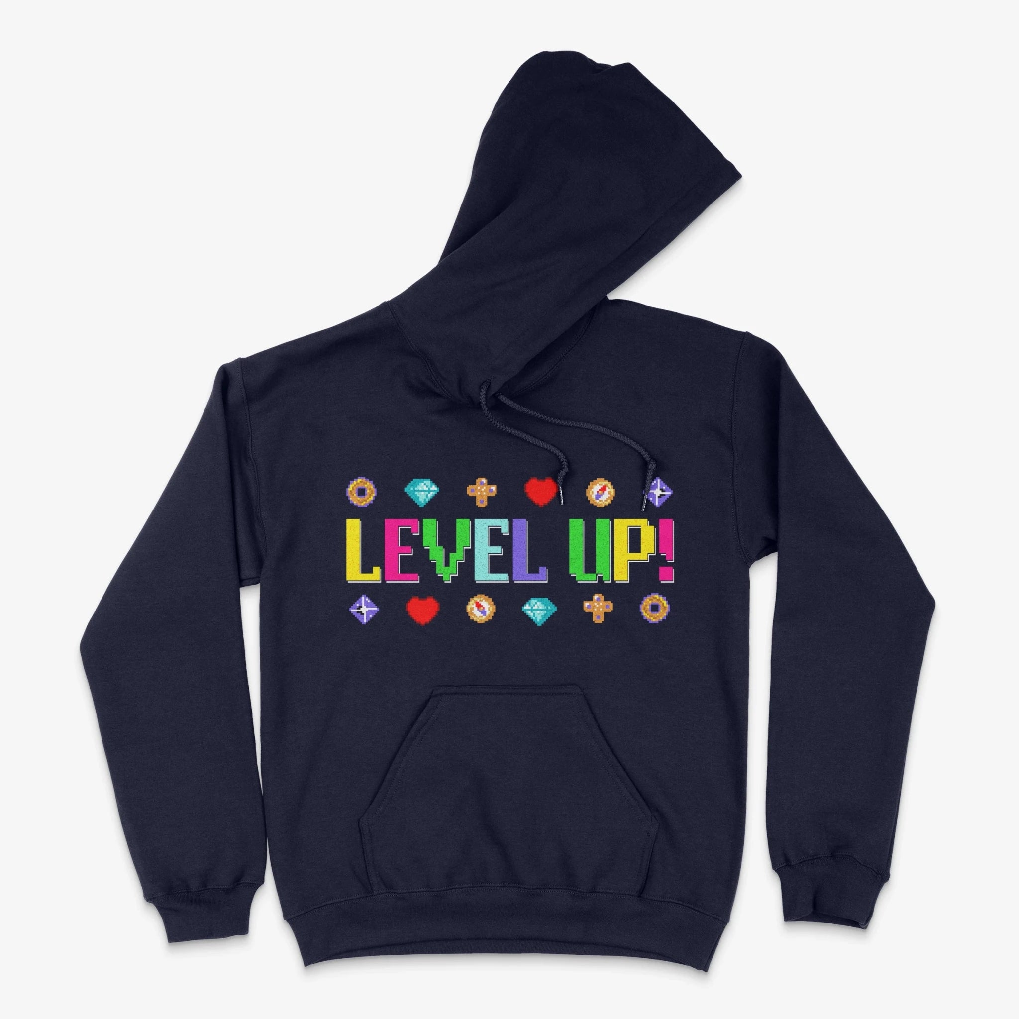 Bunter Gamer Hoodie - Level Up! Hoodie in Farbe marine  