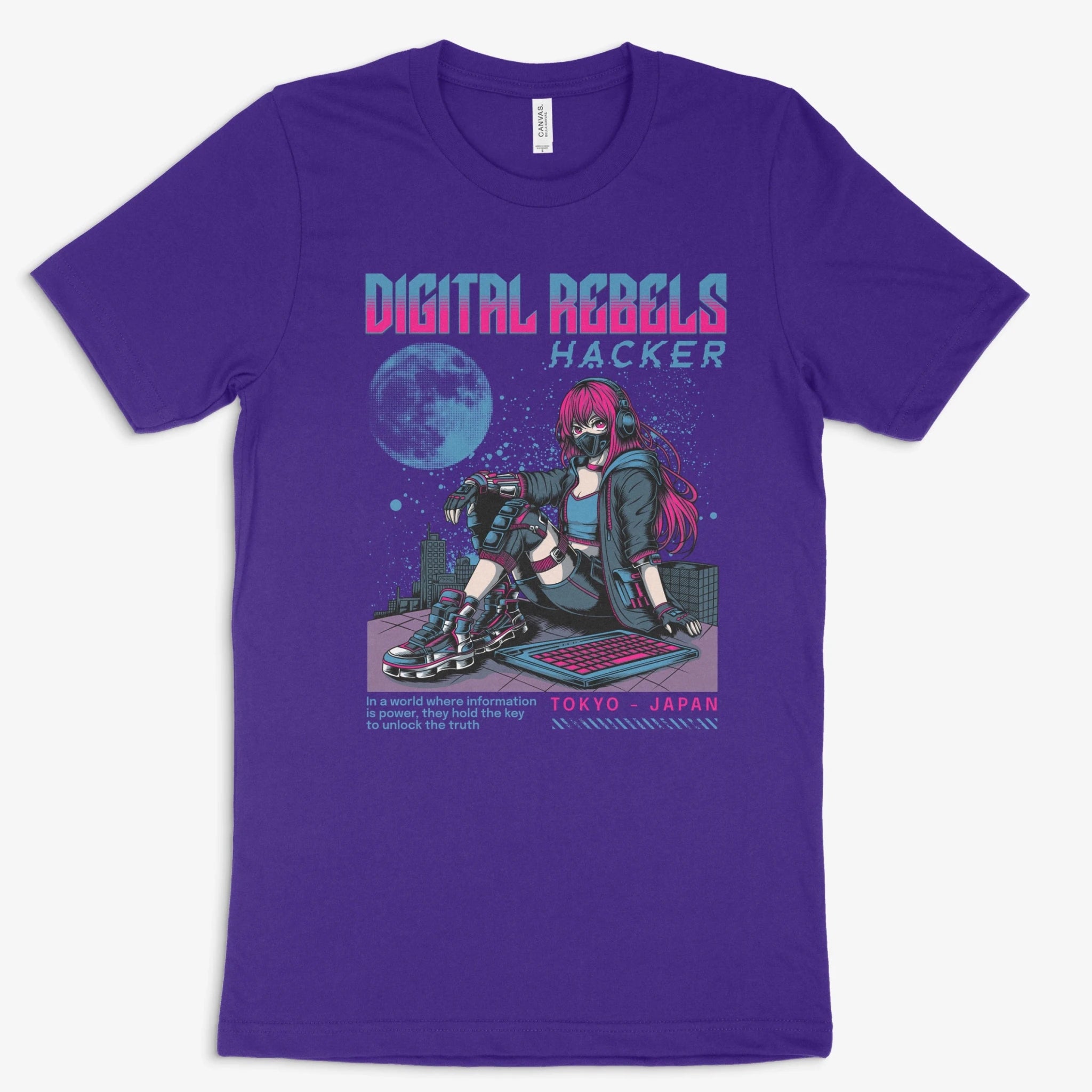 Cyberpunk Gamer Shirt - Digital Rebels in Farbe lila 