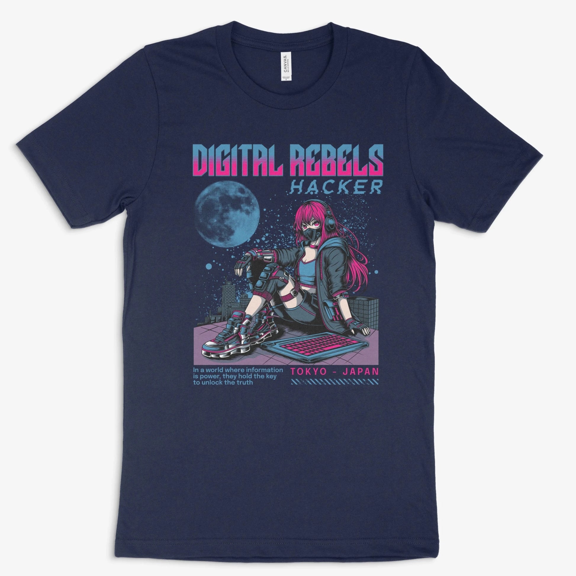 Cyberpunk Gamer Shirt - Digital Rebels in Farbe marine 