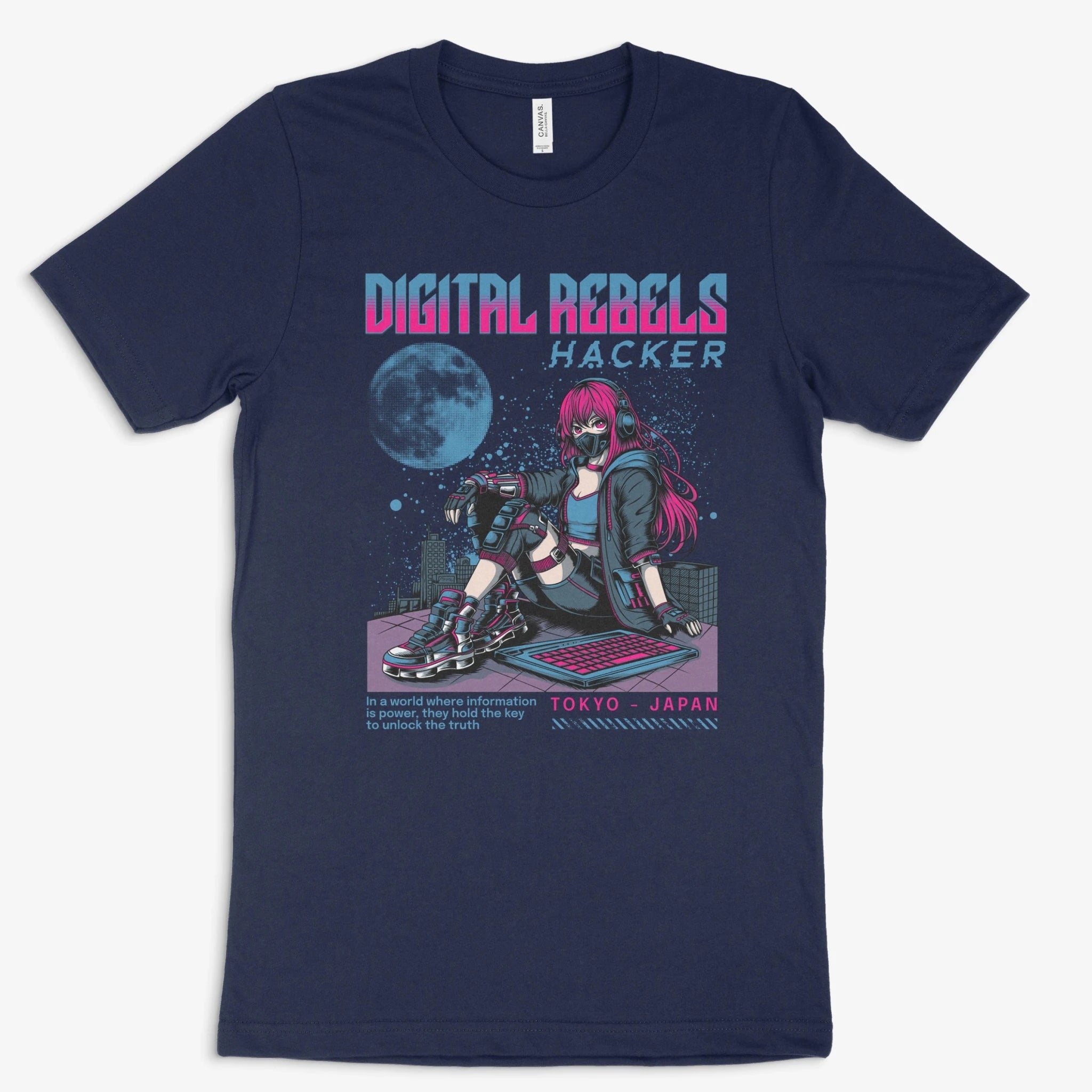 Cyberpunk Gamer Shirt - Digital Rebels in Farbe marine 