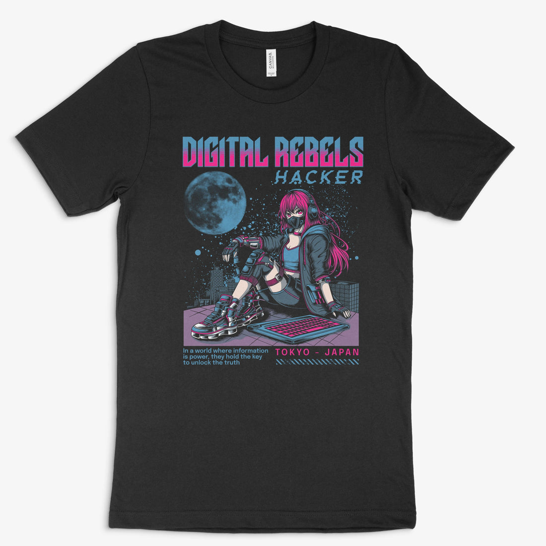 Cyberpunk Gamer Shirt - Digital Rebels in Farbe schwarz 