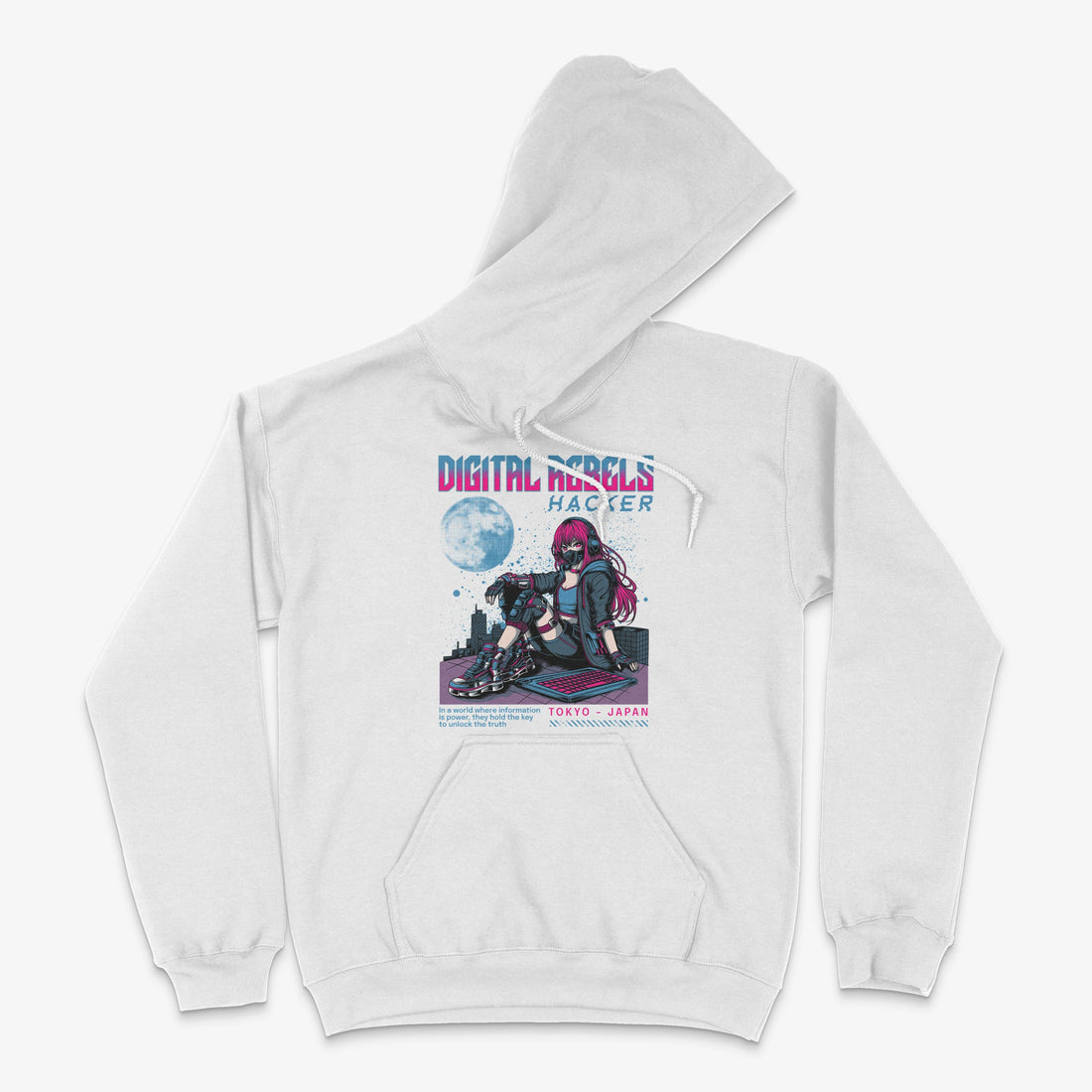 Cyberpunk Hoodie - Digital Rebels Hoodie in Farbe weiss  