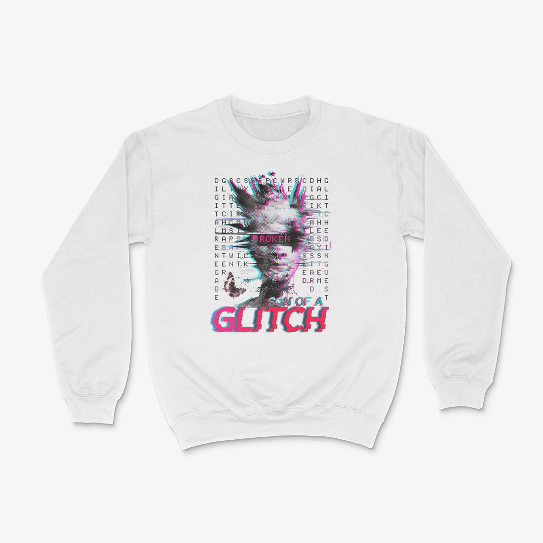 Cyberpunk Pullover - Son of a Glitch Pullover in Farbe weiss 