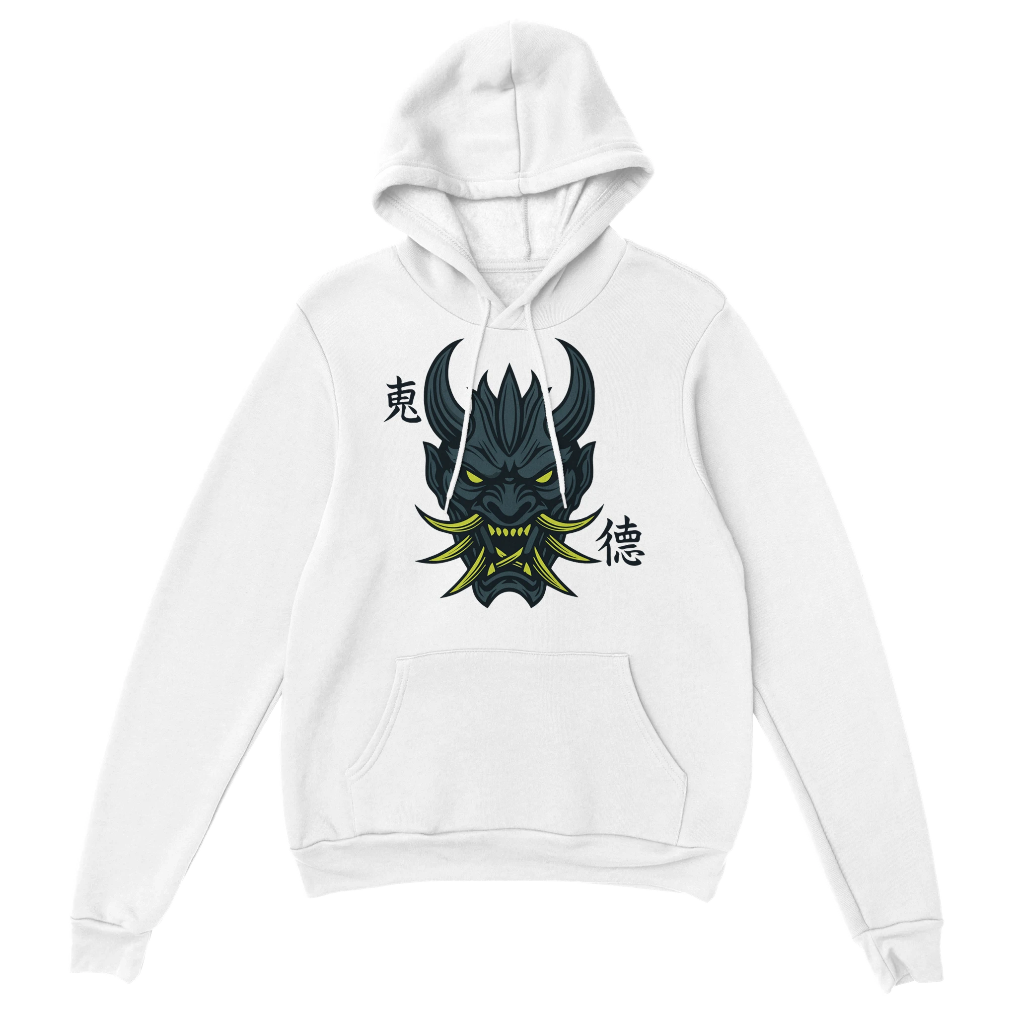Dark Anime Hoodie - Oni Mask weiss – Gaming Hoodie Flatlay mit Dark Anime  Oni Mask Print
