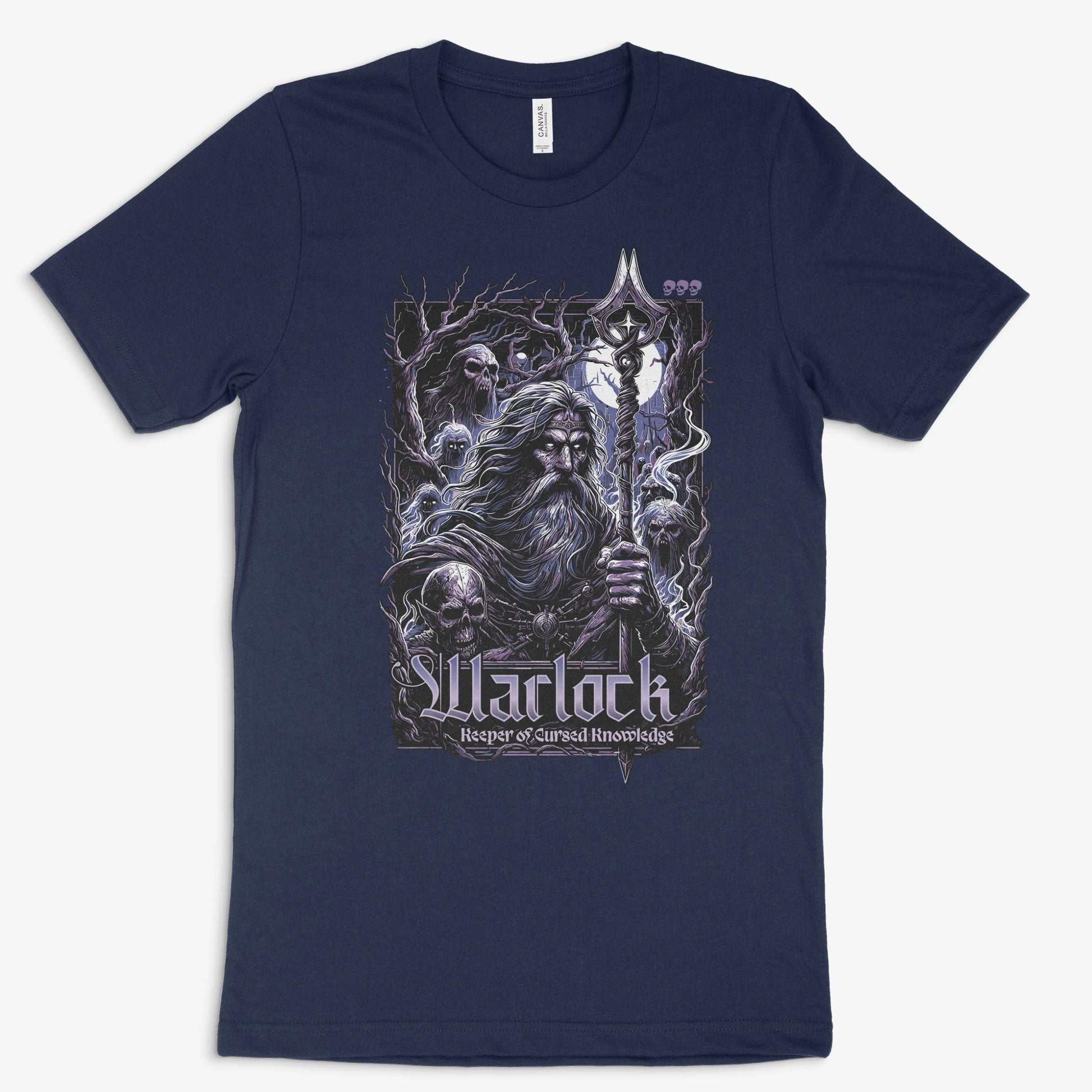 Fantasy Gamer Shirt - Warlock in Farbe marine 