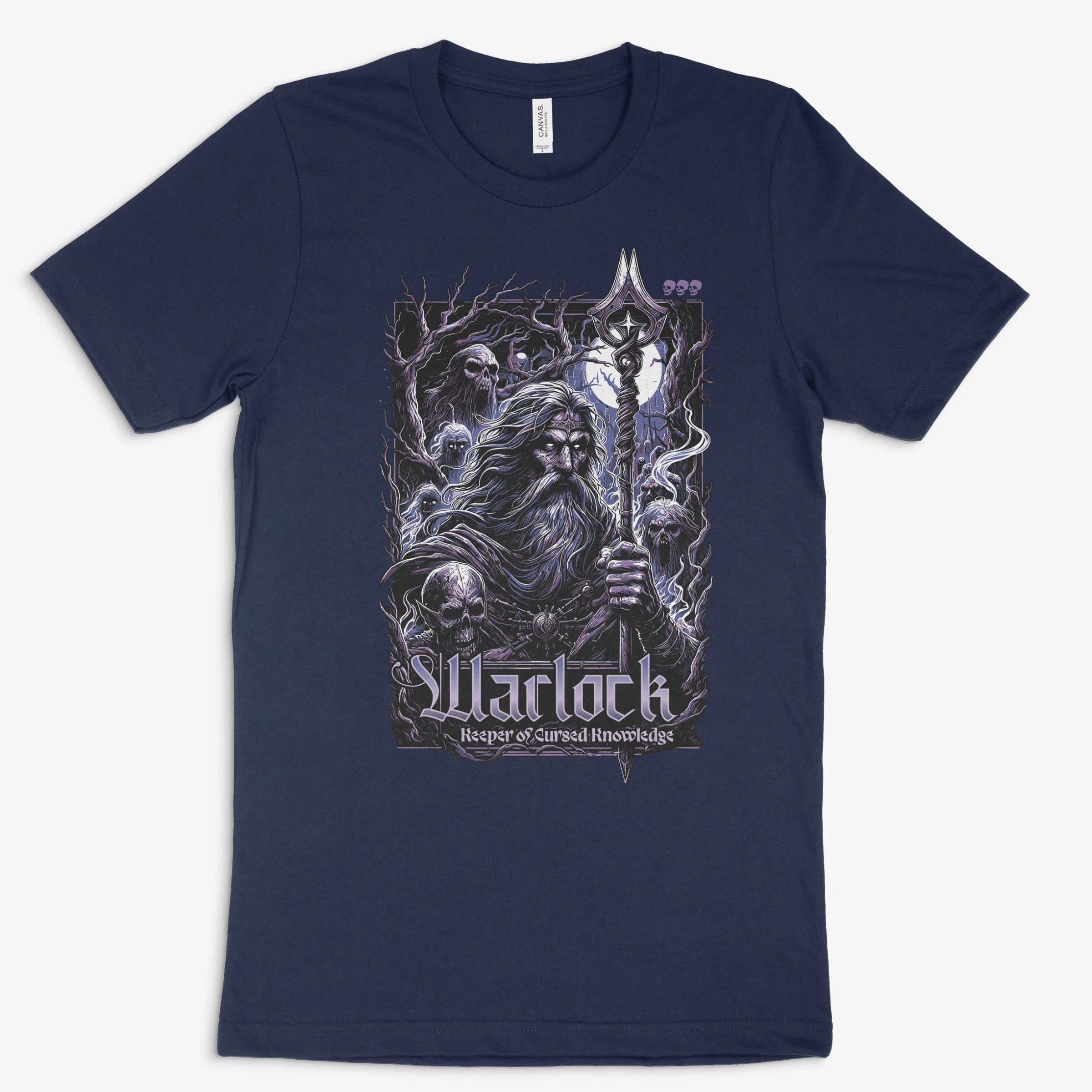 Fantasy Gamer Shirt - Warlock in Farbe marine 