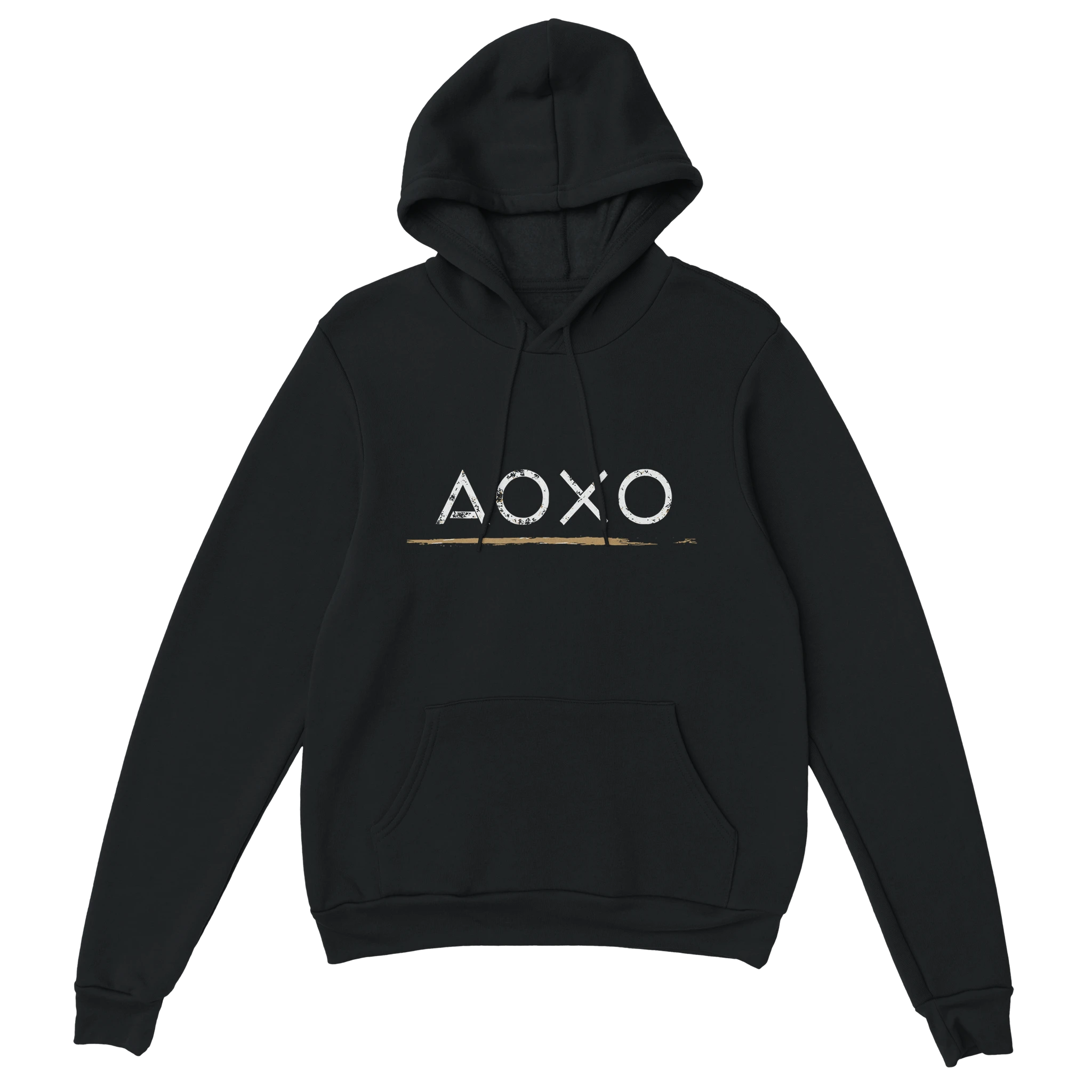 Gamer Hoodie - AOXO schwarz – Gaming Hoodie Flatlay mit AOXO Print