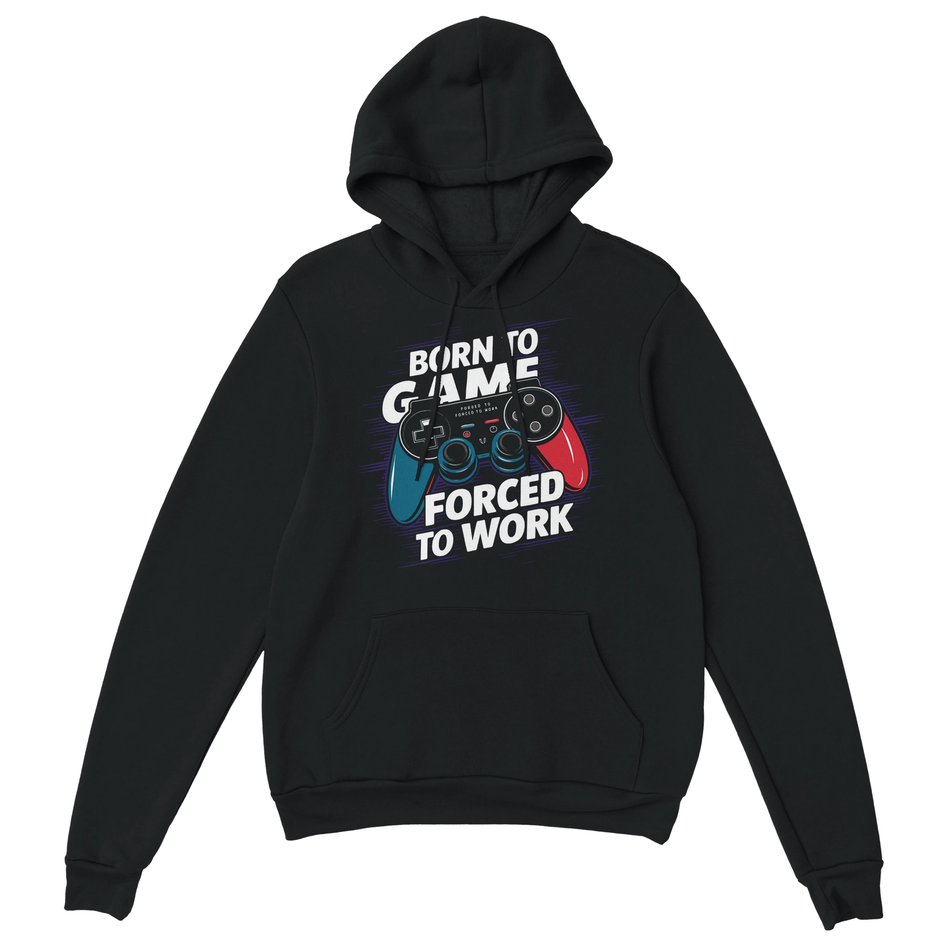 Gamer Hoodie - Born to Game schwarz – Gaming Hoodie Flatlay mit Born to Game Print
