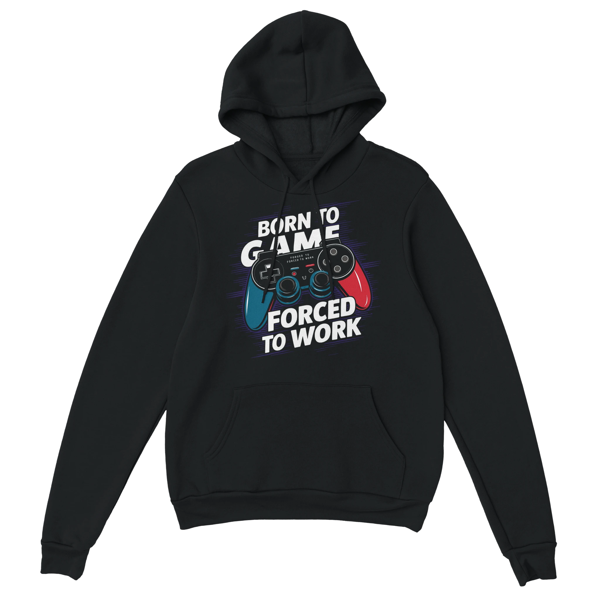 Gamer Hoodie - Born to Game schwarz – Gaming Hoodie Flatlay mit Born to Game Print