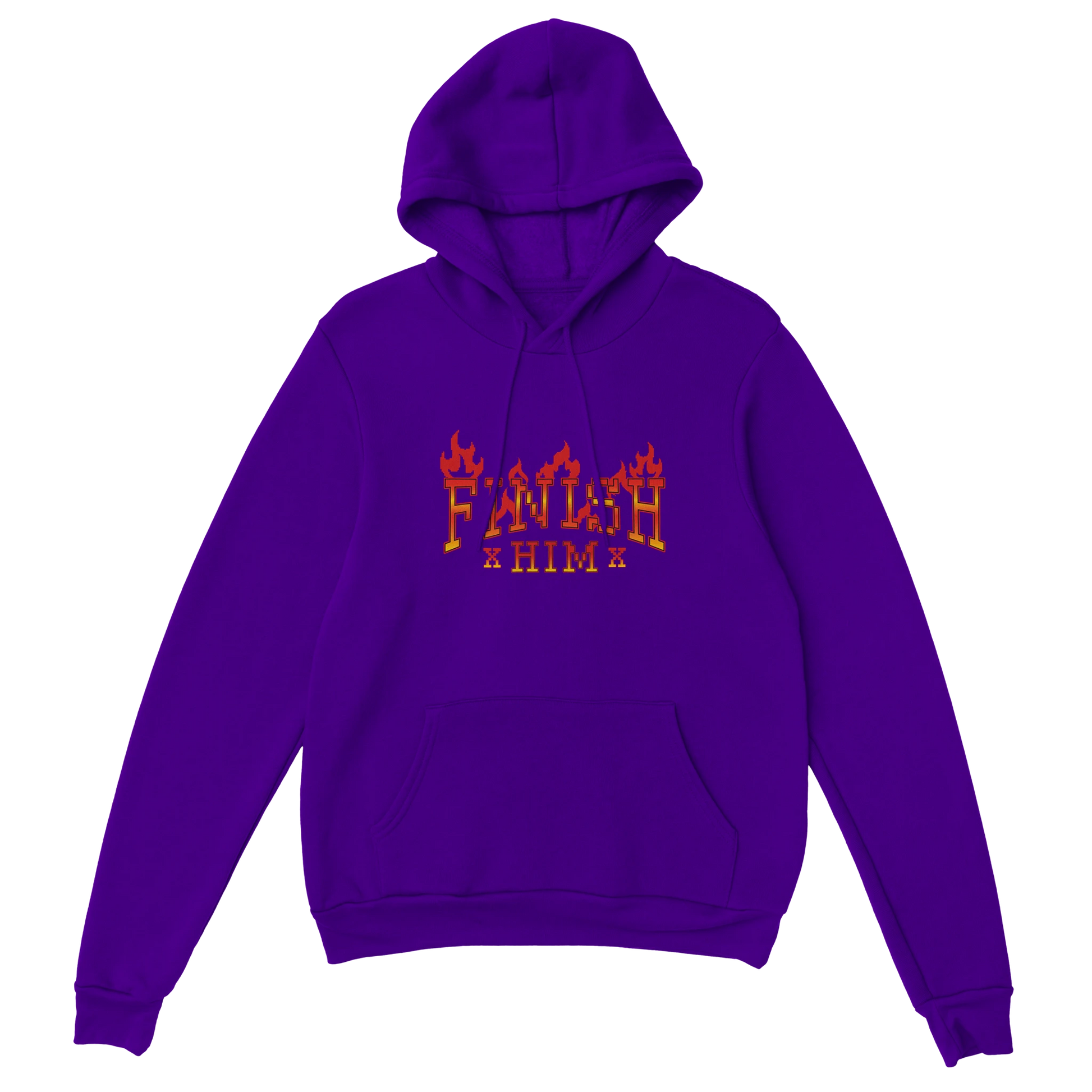 Gamer Hoodie - Finish Him lila – Gaming Hoodie Flatlay mit Finish Him Print