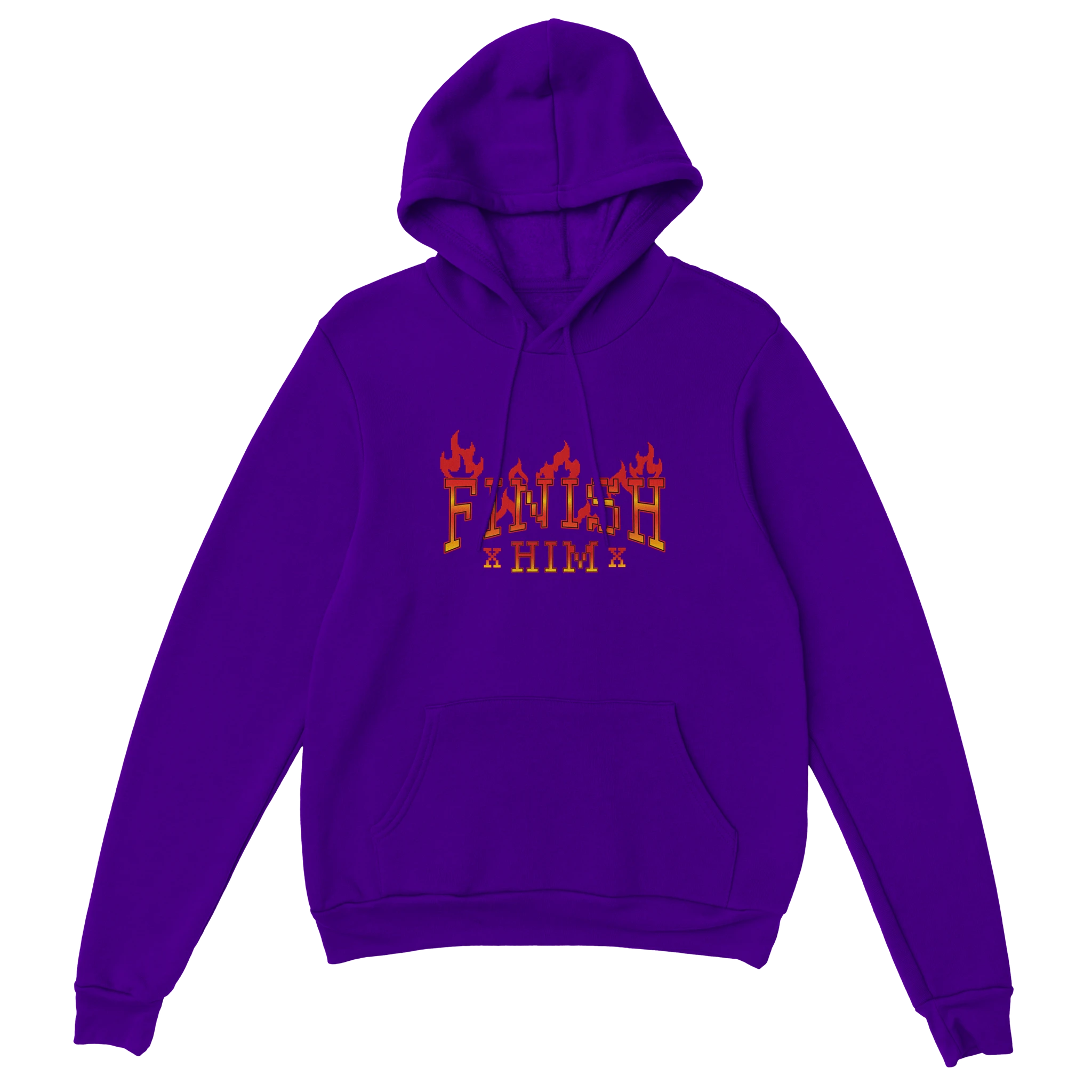 Gamer Hoodie - Finish Him lila – Gaming Hoodie Flatlay mit Finish Him Print