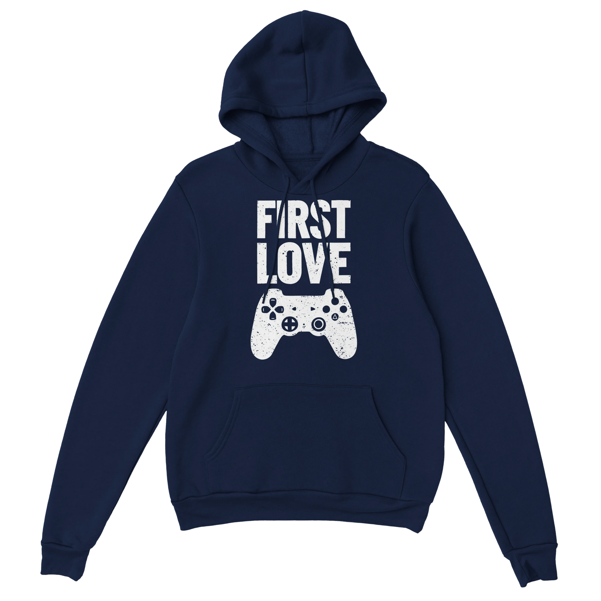 Gamer Hoodie - First Love marine – Gaming Hoodie Flatlay mit First Love Print