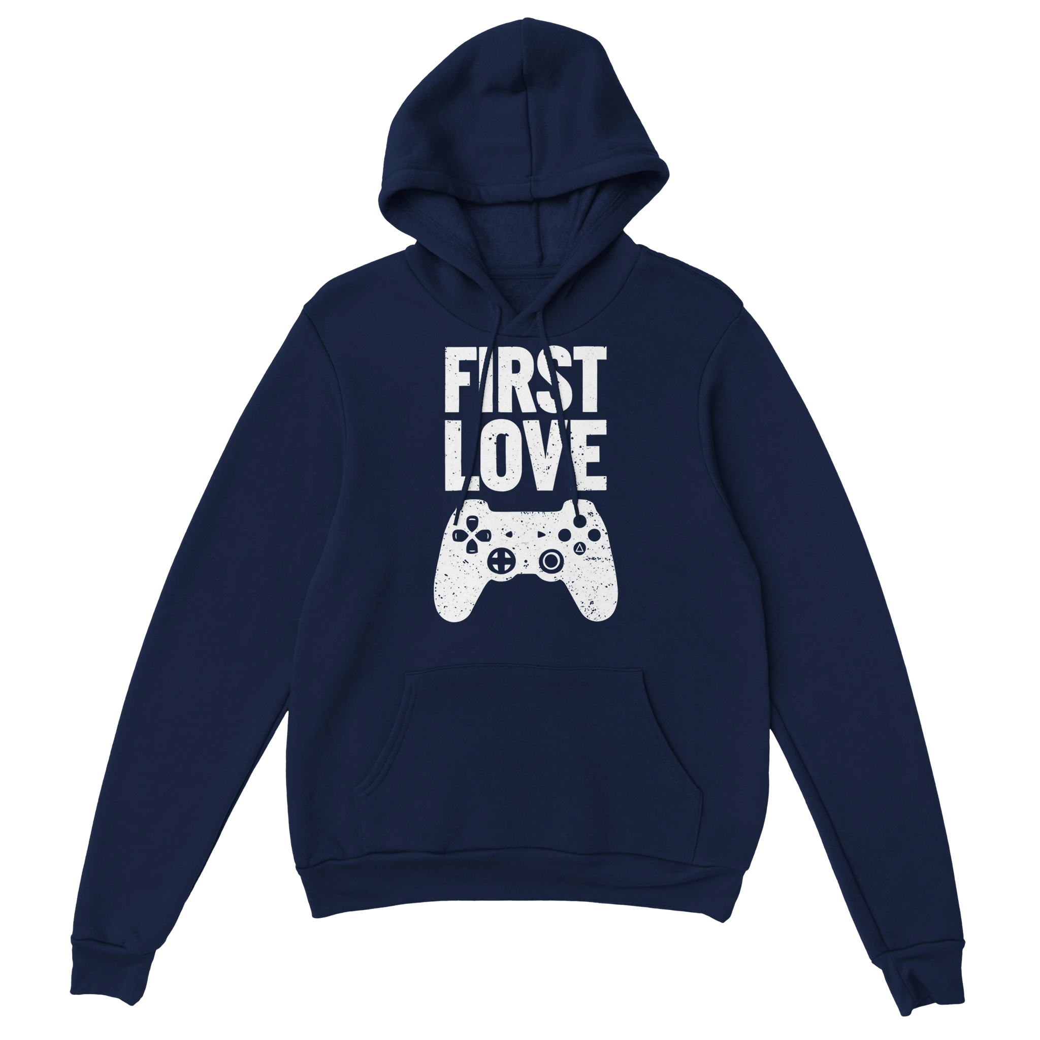 Gamer Hoodie - First Love marine – Gaming Hoodie Flatlay mit First Love Print