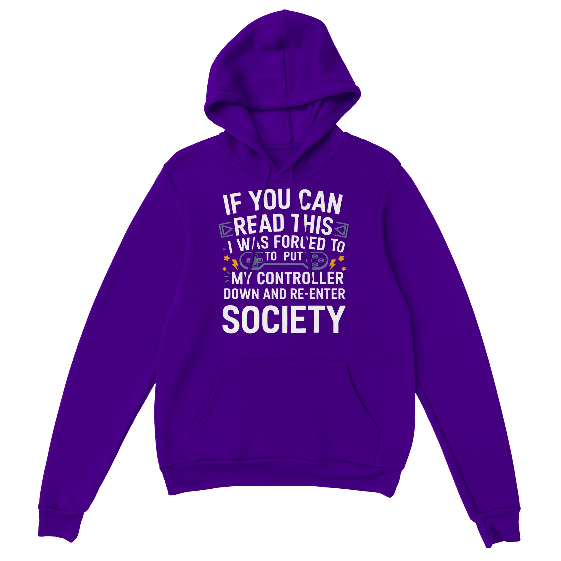 Gamer Hoodie - Forced To lila – Gaming Hoodie Flatlay mit Forced To Print