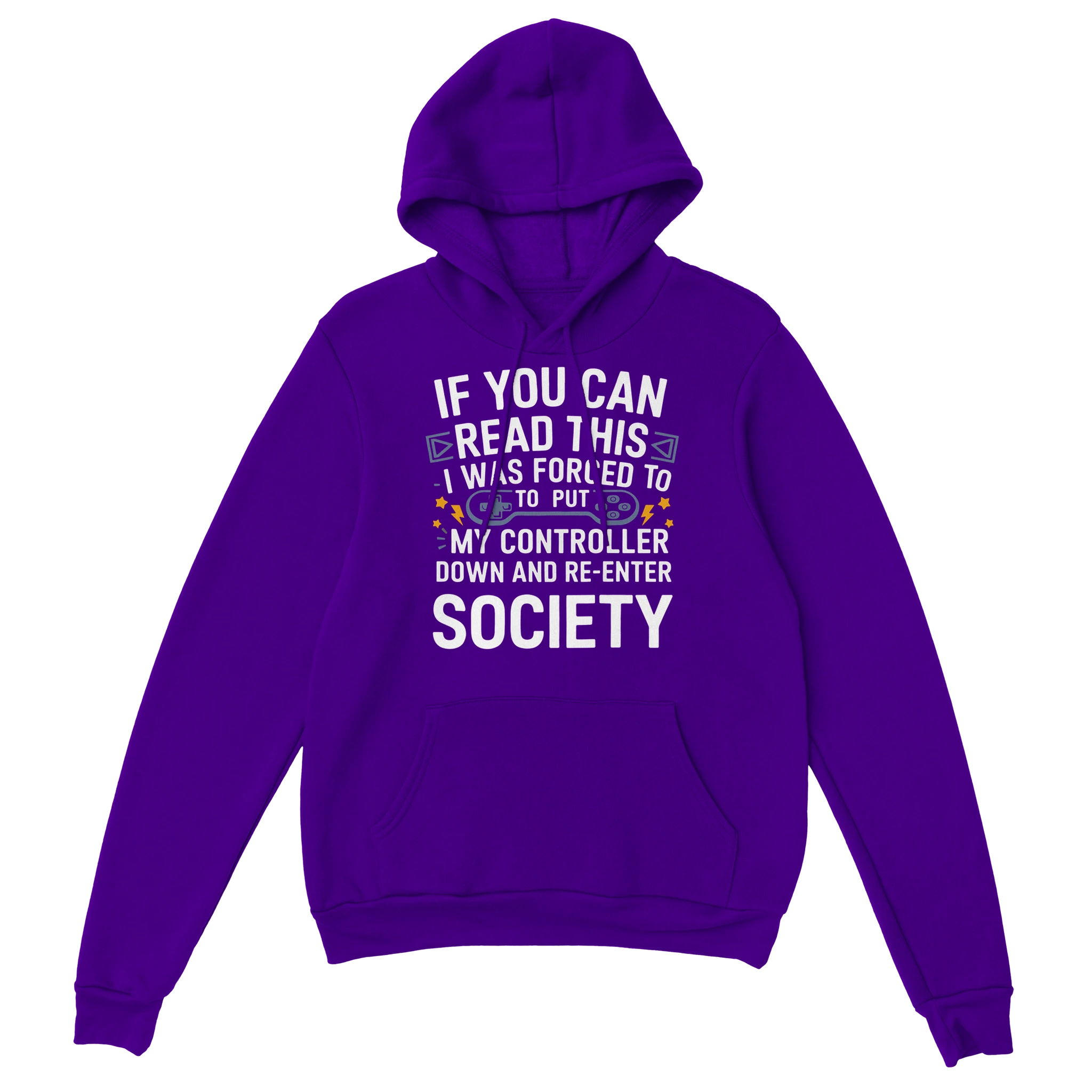 Gamer Hoodie - Forced To lila – Gaming Hoodie Flatlay mit Forced To Print
