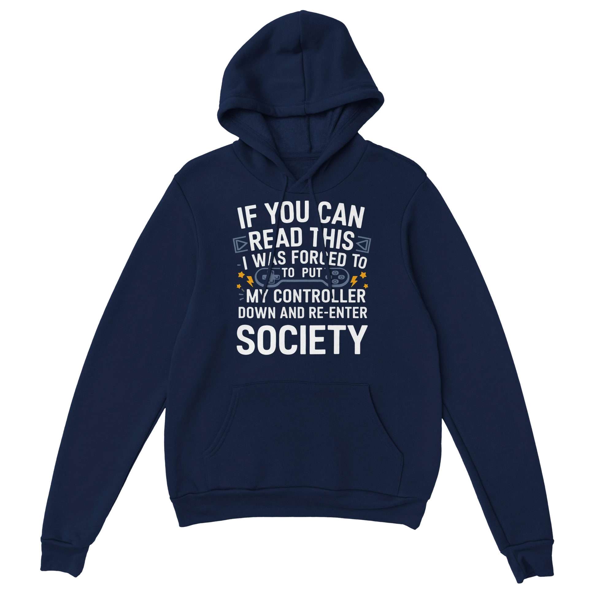 Gamer Hoodie - Forced To marine – Gaming Hoodie Flatlay mit Forced To Print