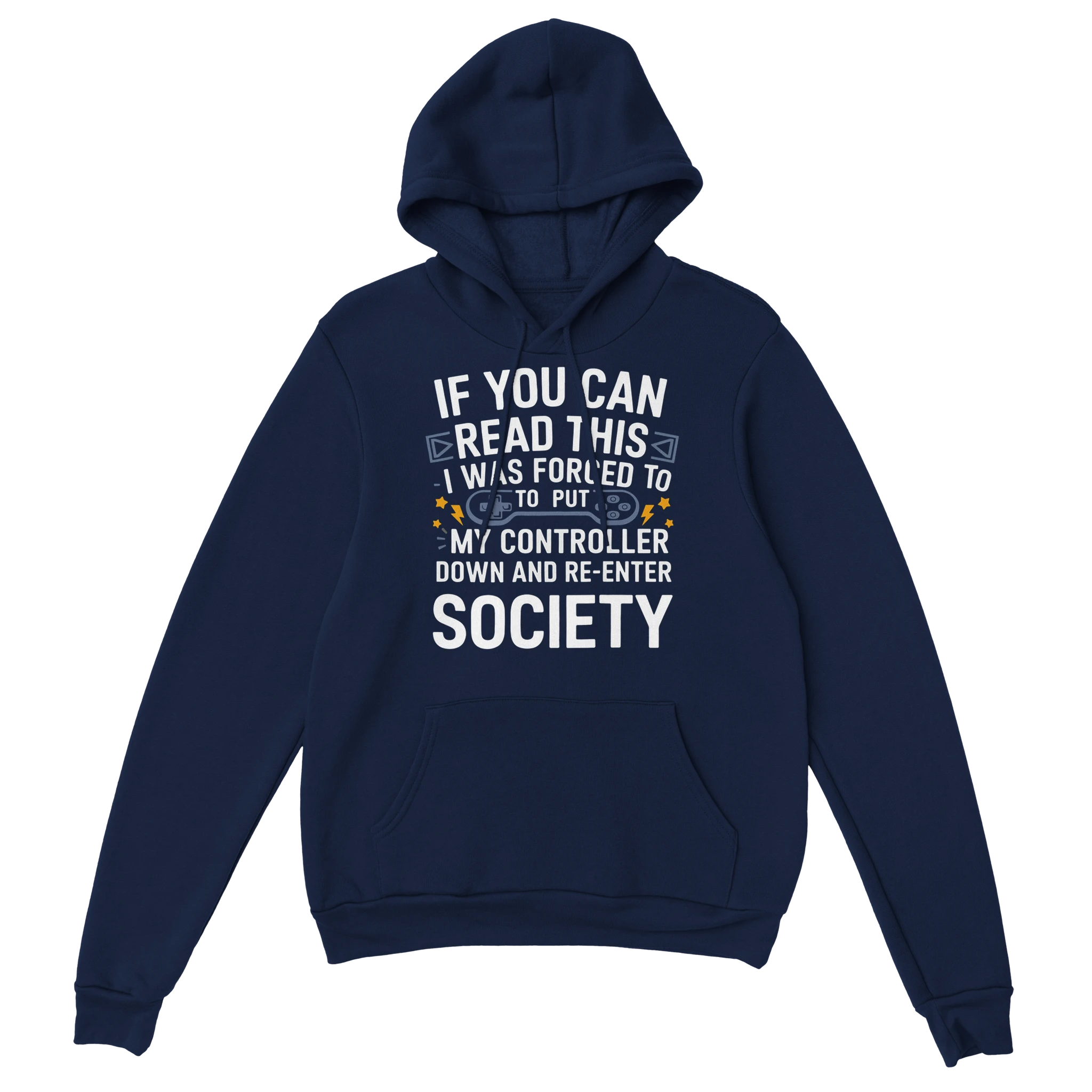 Gamer Hoodie - Forced To marine – Gaming Hoodie Flatlay mit Forced To Print