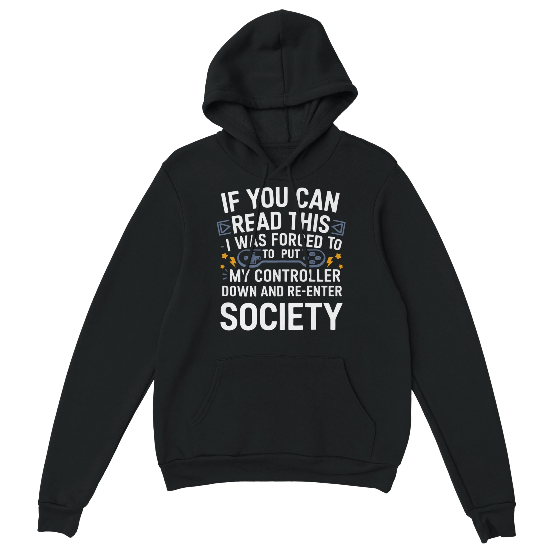 Gamer Hoodie - Forced To schwarz – Gaming Hoodie Flatlay mit Forced To Print