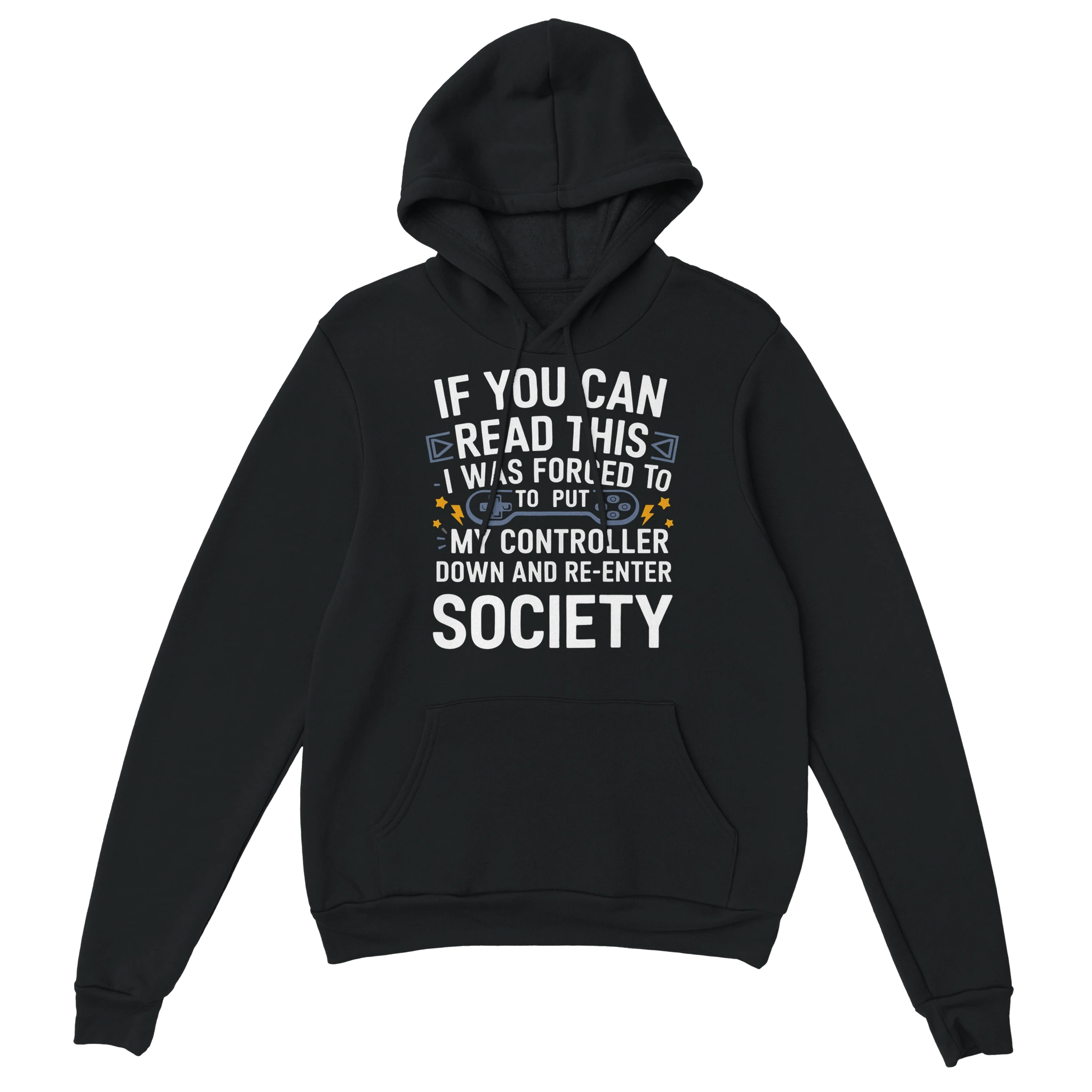 Gamer Hoodie - Forced To schwarz – Gaming Hoodie Flatlay mit Forced To Print