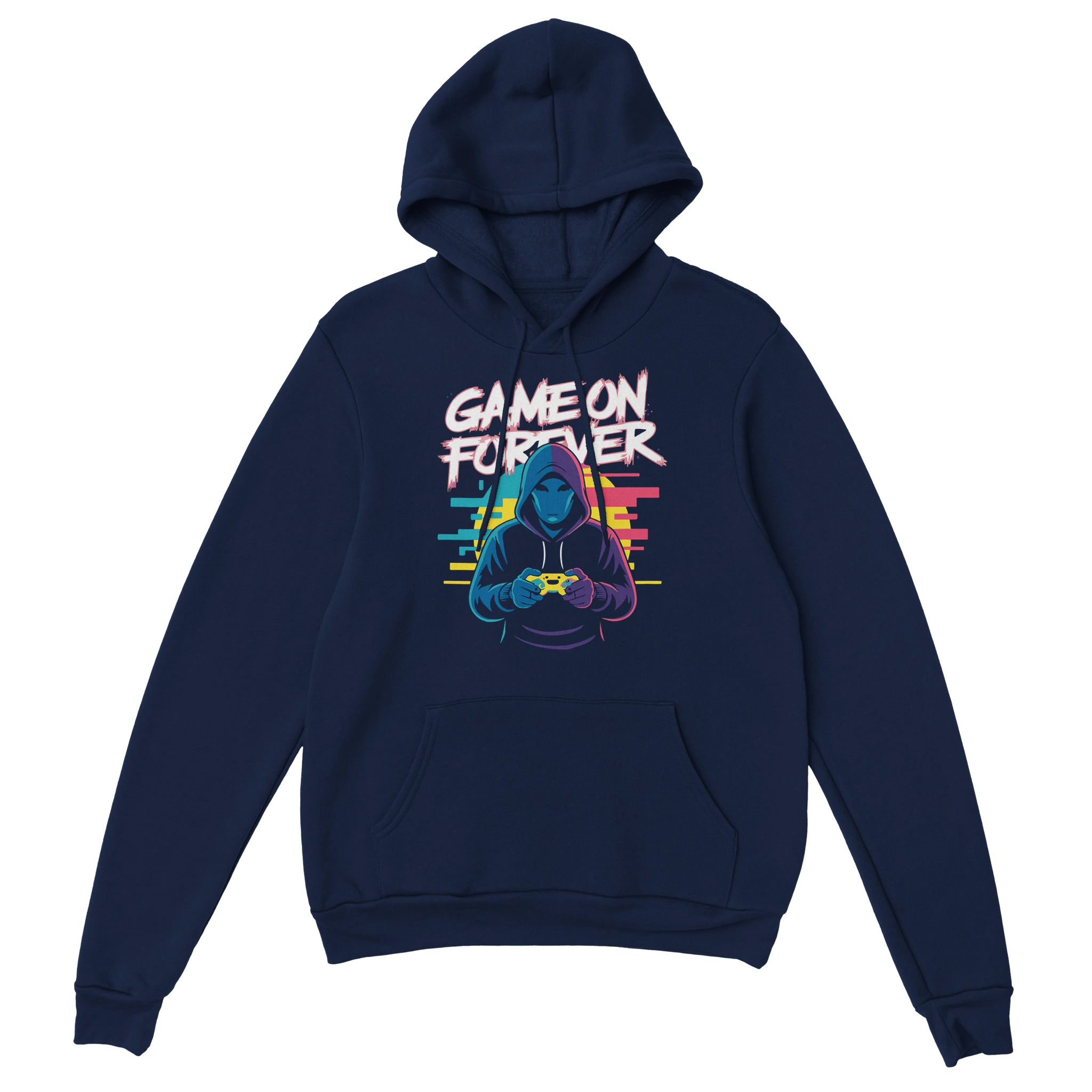 Gamer Hoodie - Game On Forever marine – Gaming Hoodie Flatlay mit Game On Forever Print