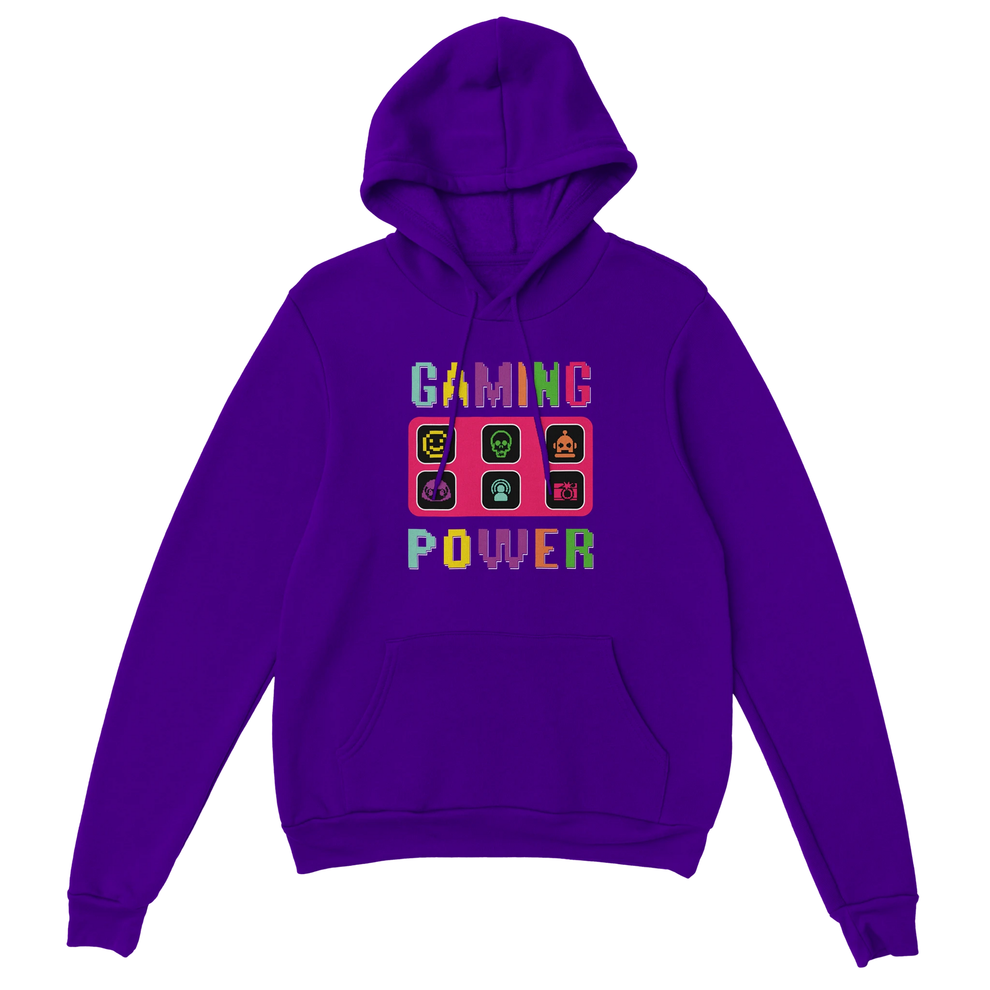 Gamer Hoodie - Gaming Power lila – Gaming Hoodie Flatlay mit Gaming Power Print
