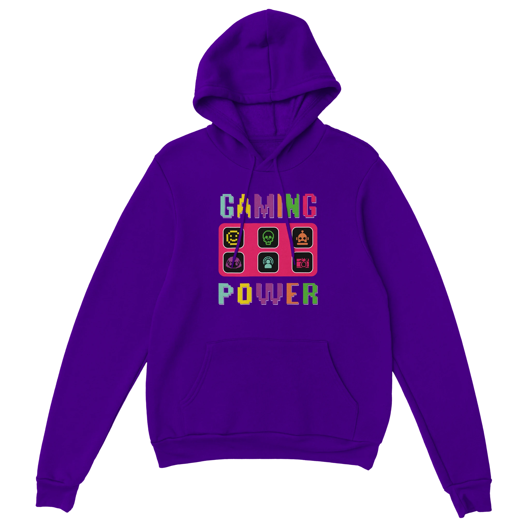 Gamer Hoodie - Gaming Power lila – Gaming Hoodie Flatlay mit Gaming Power Print