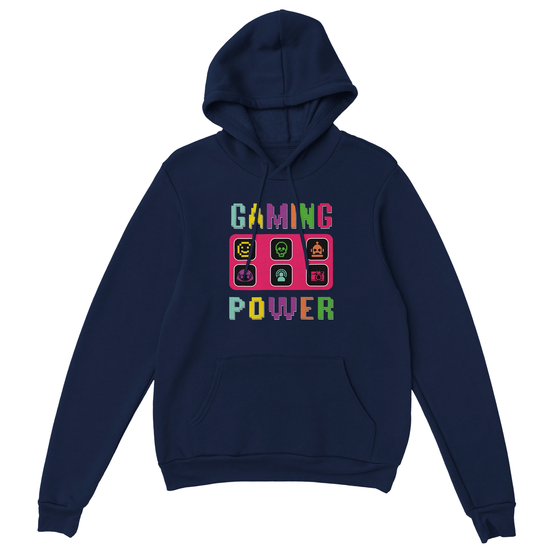 Gamer Hoodie - Gaming Power marine – Gaming Hoodie Flatlay mit Gaming Power Print