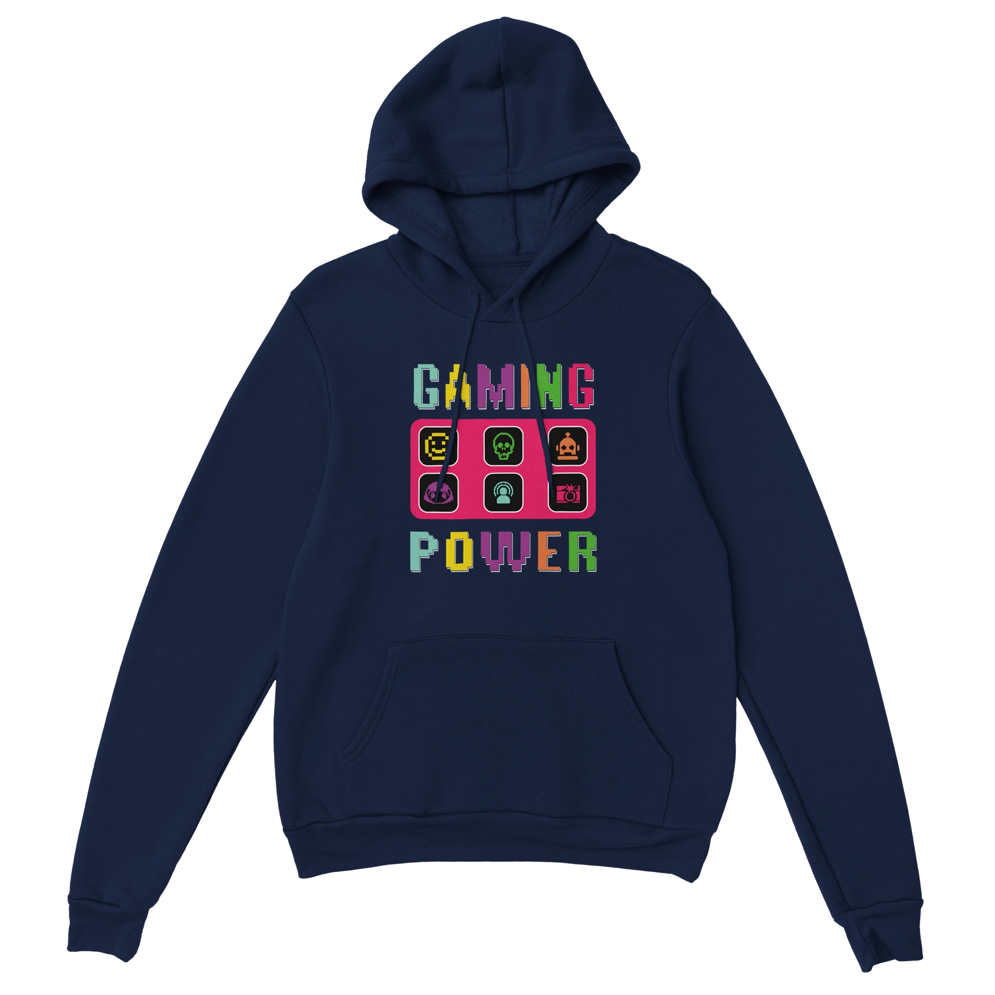Gamer Hoodie - Gaming Power marine – Gaming Hoodie Flatlay mit Gaming Power Print