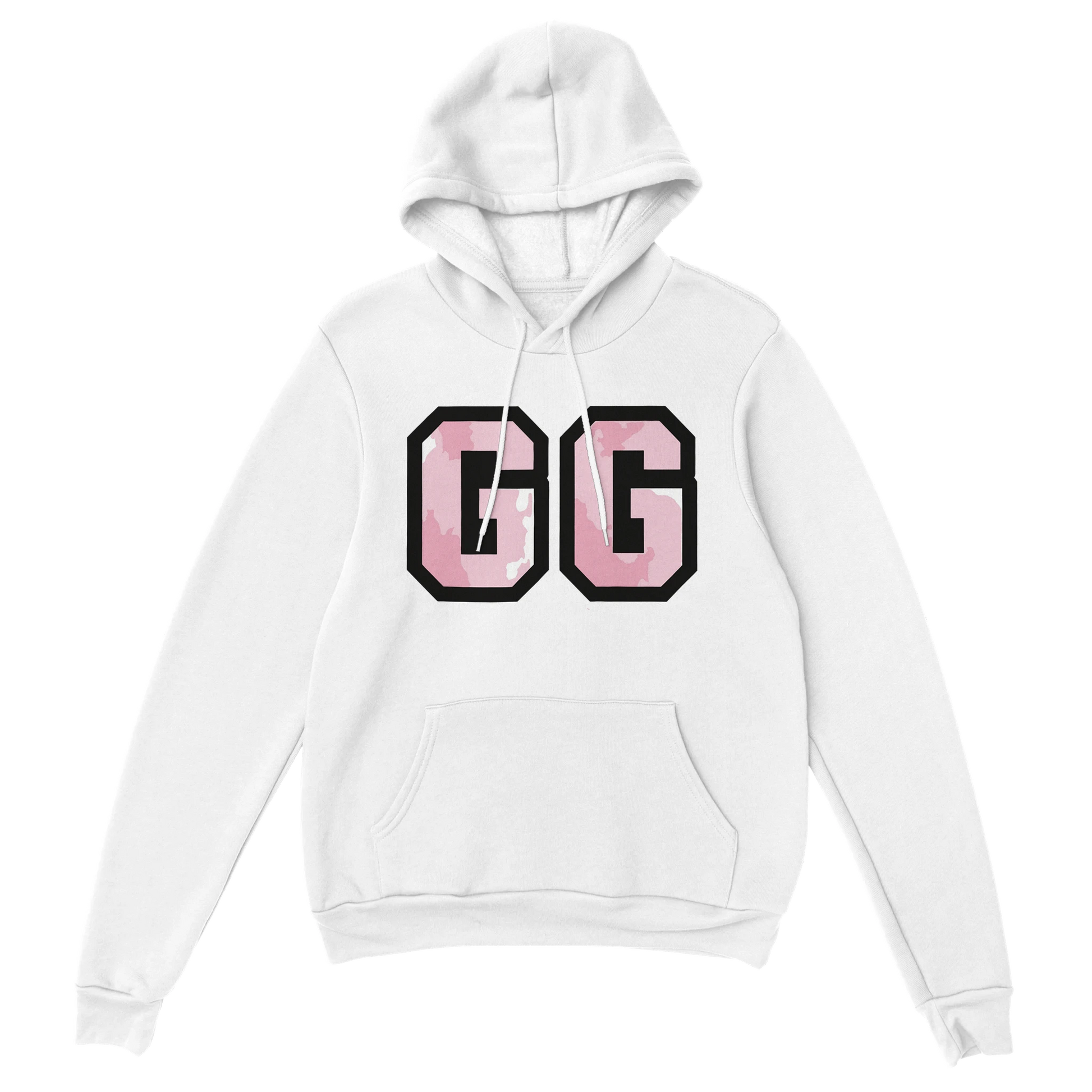 Gamer Hoodie - GG weiss – Gaming Hoodie Flatlay mit GG Print