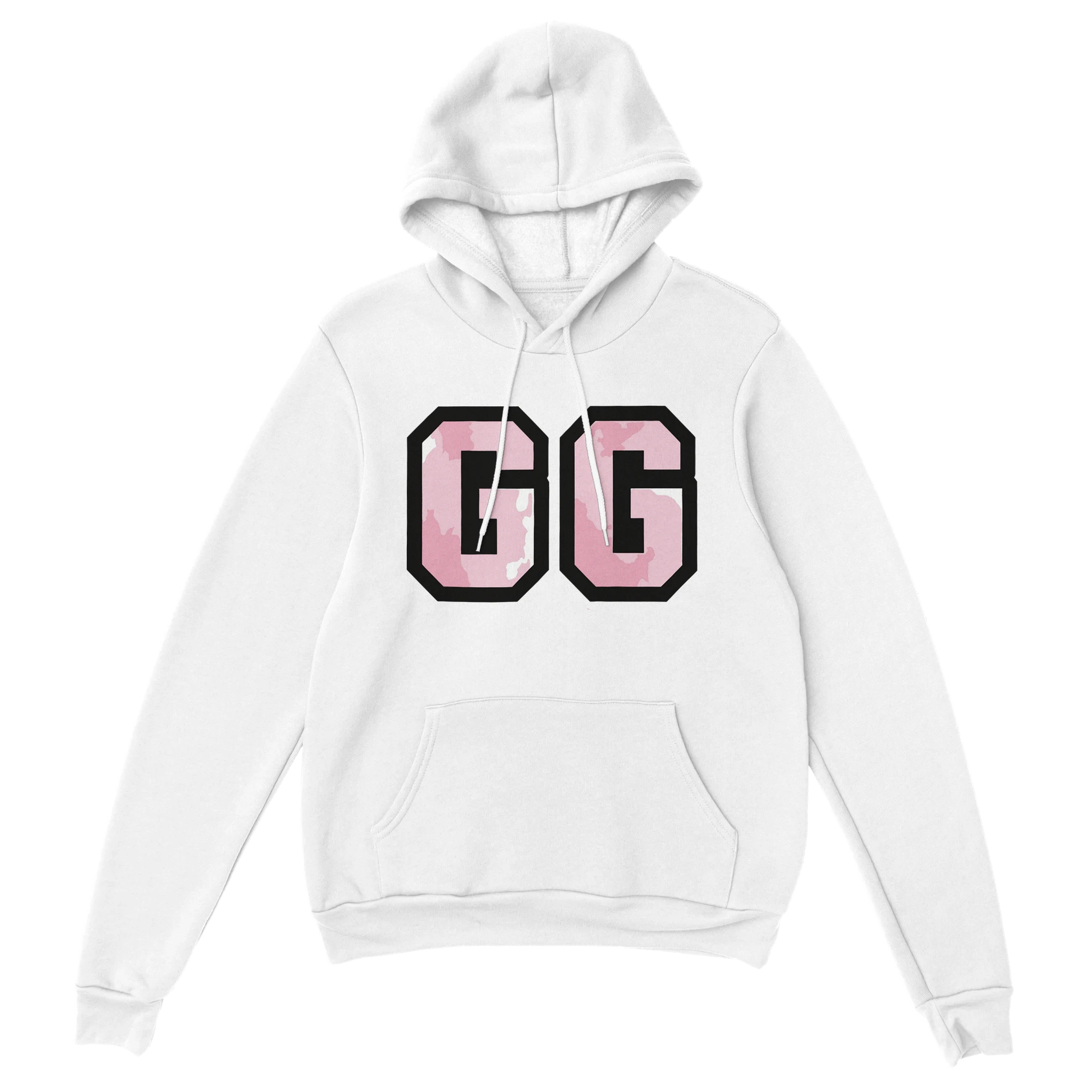 Gamer Hoodie - GG weiss – Gaming Hoodie Flatlay mit GG Print