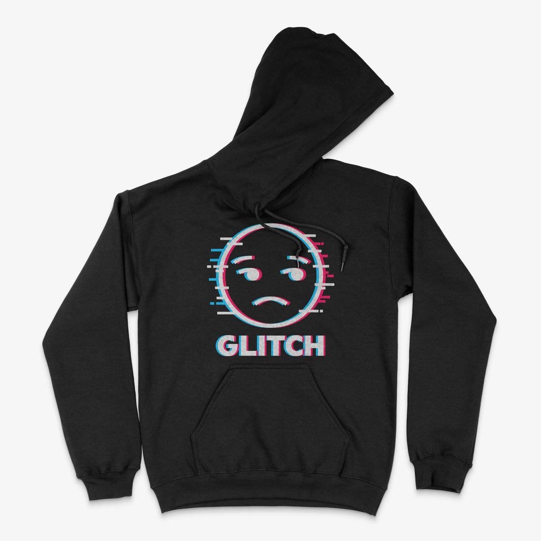 Gamer Hoodie - Glitch Sad Face Hoodie in Farbe schwarz  