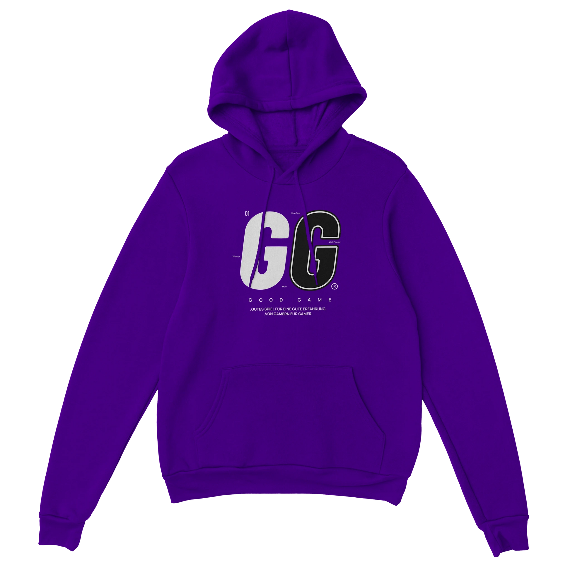Gamer Hoodie - Good Game lila – Gaming Hoodie Flatlay mit Good Game Print