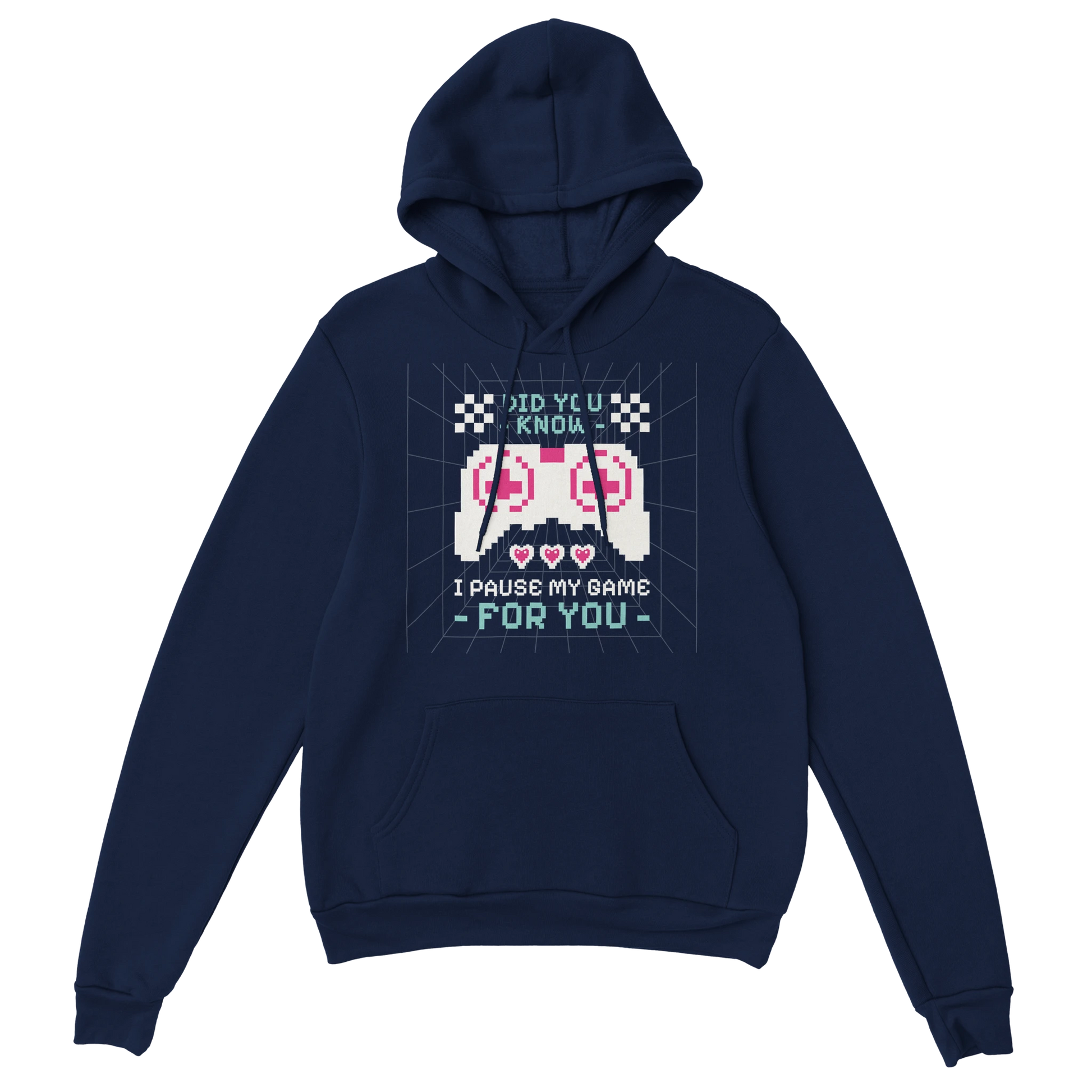 Gamer Hoodie - I Pause My Game For You marine – Gaming Hoodie Flatlay mit I Pause My Game For You Print