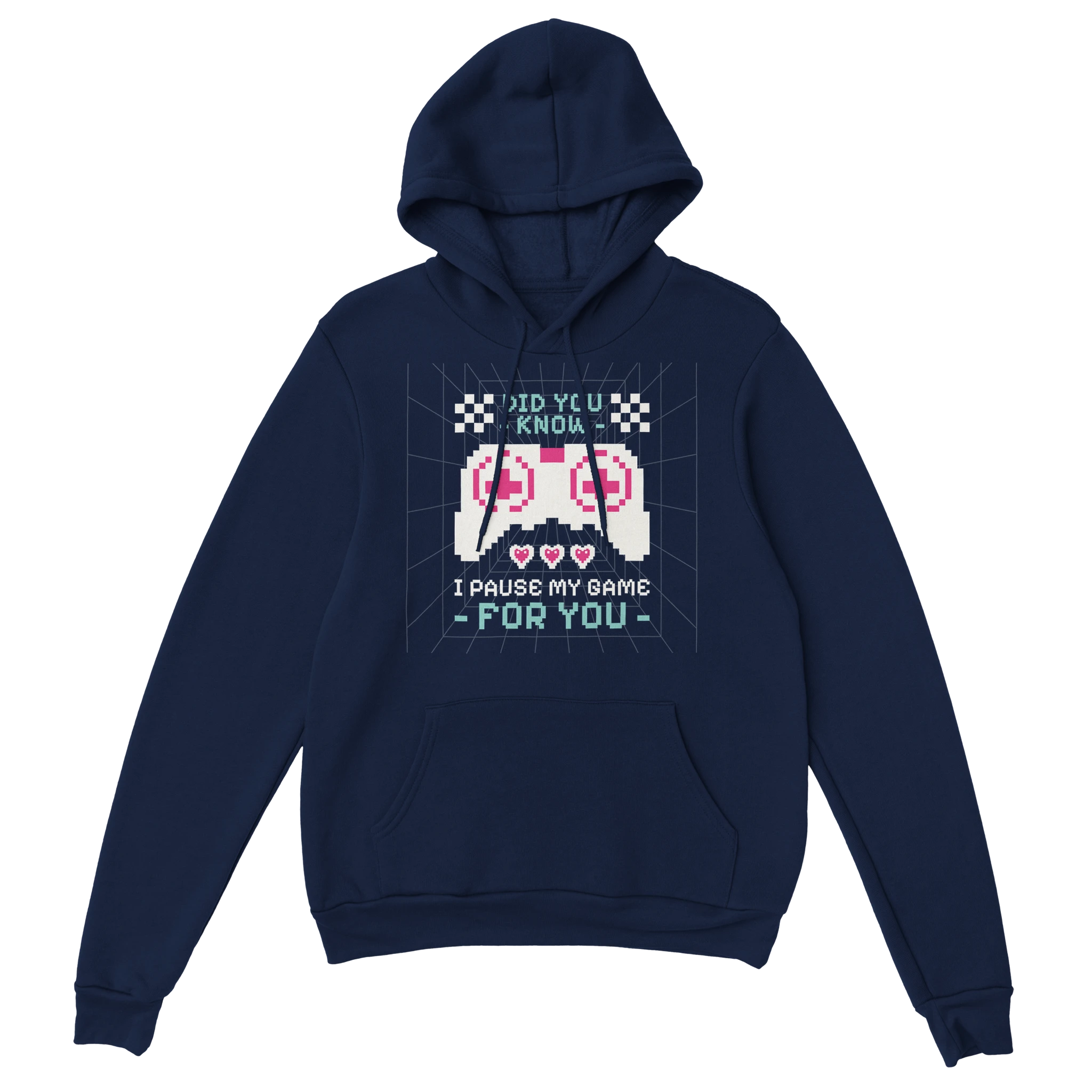 Gamer Hoodie - I Pause My Game For You marine – Gaming Hoodie Flatlay mit I Pause My Game For You Print