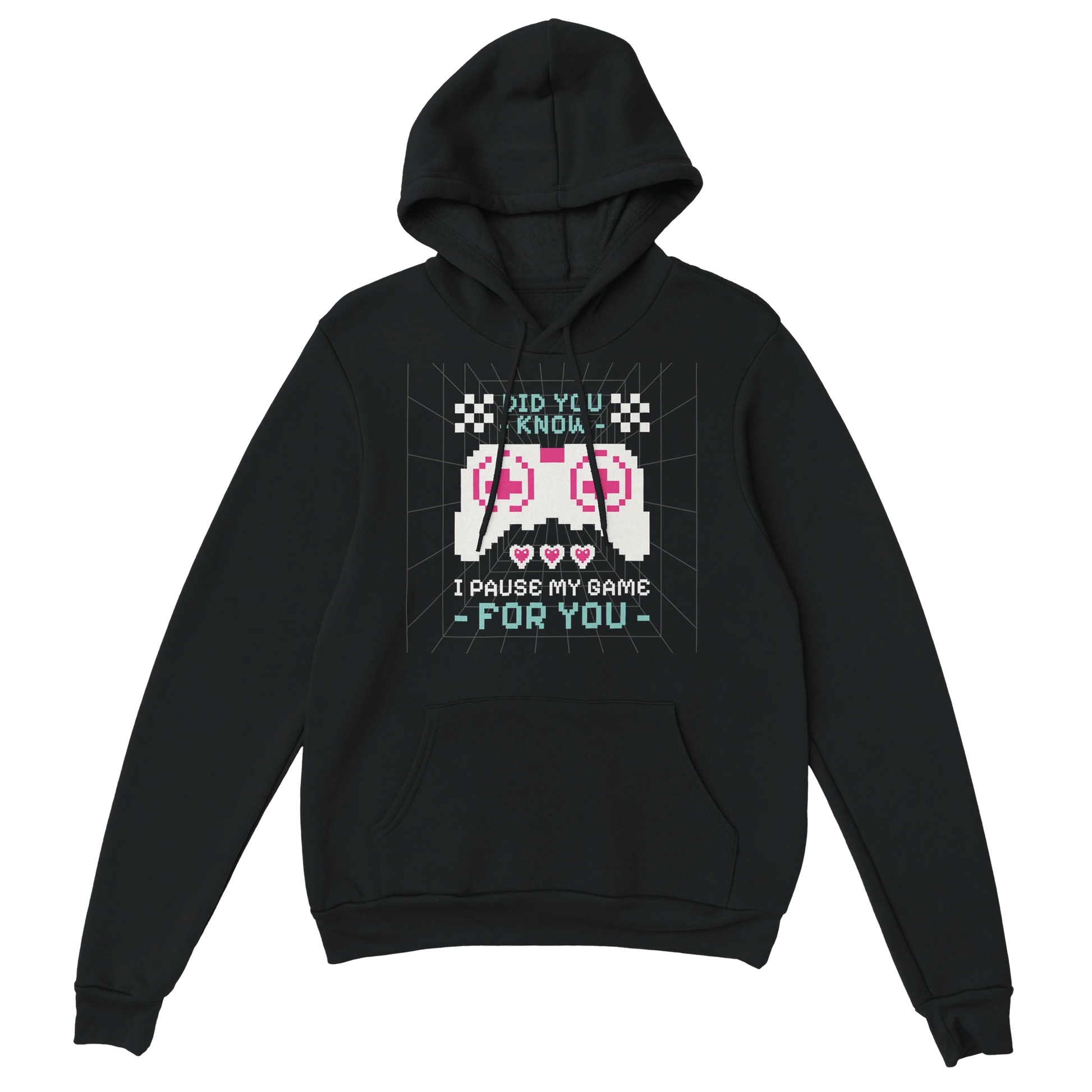 Gamer Hoodie - I Pause My Game For You schwarz – Gaming Hoodie Flatlay mit I Pause My Game For You Print