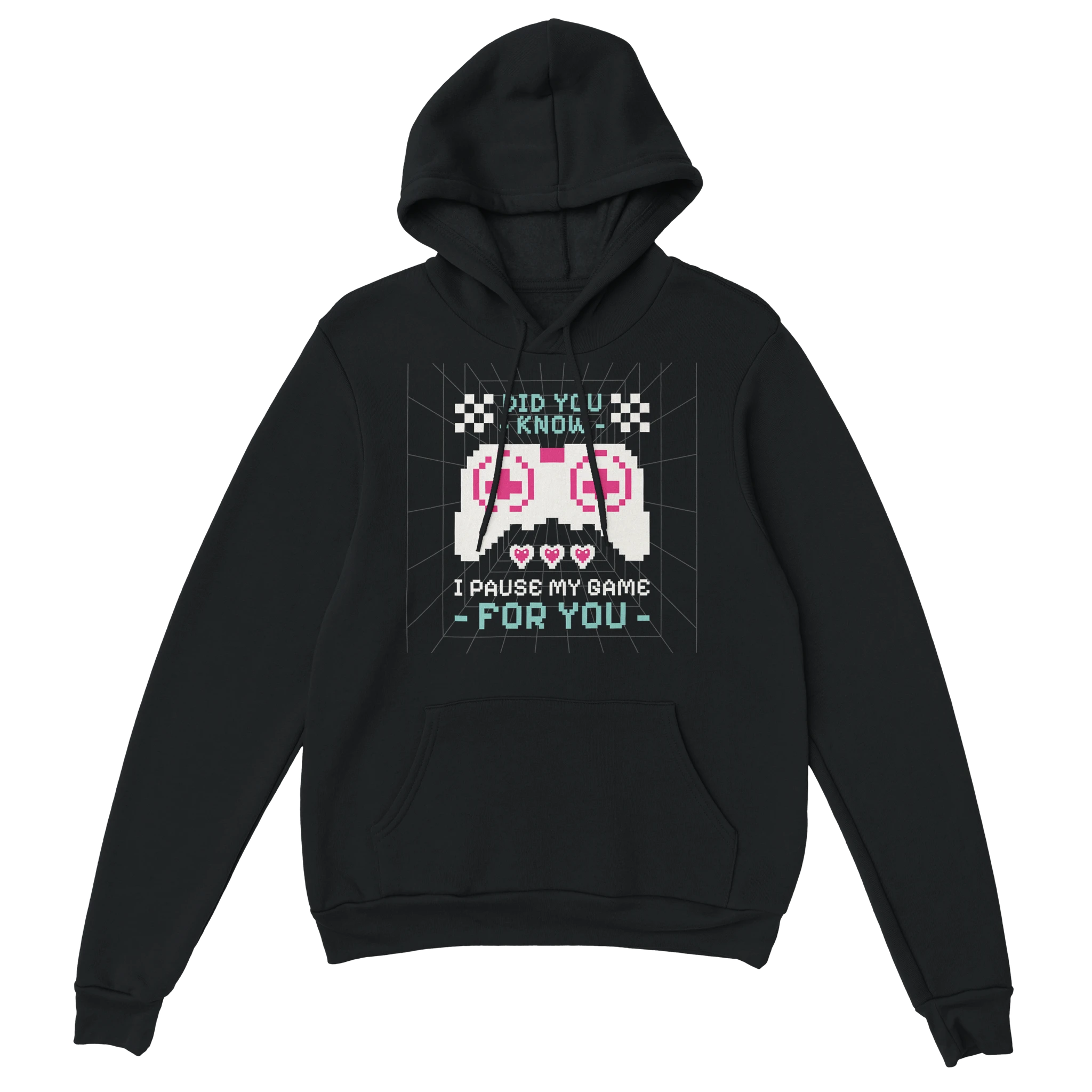 Gamer Hoodie - I Pause My Game For You schwarz – Gaming Hoodie Flatlay mit I Pause My Game For You Print