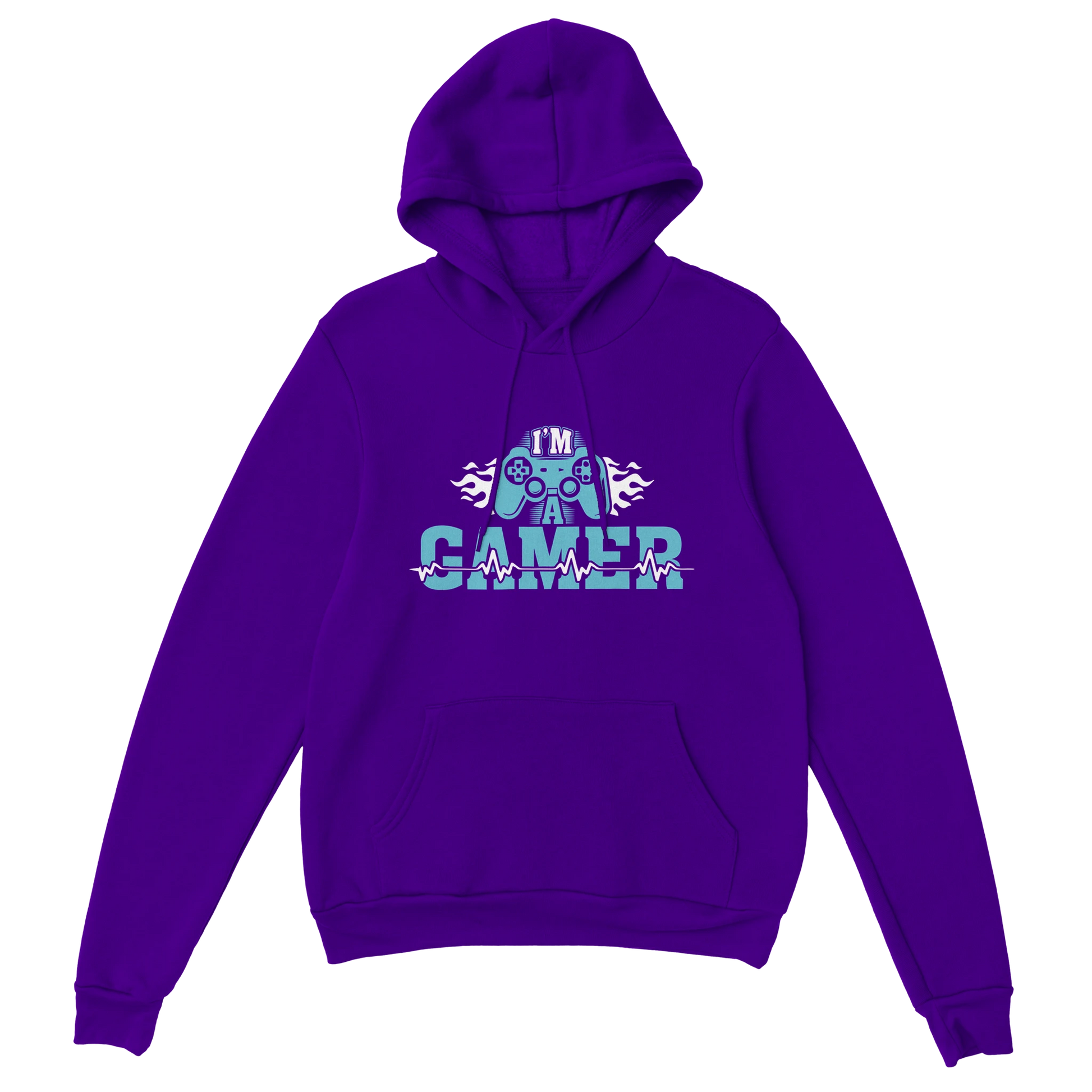 Gamer Hoodie - I´m a Gamer lila – Gaming Hoodie Flatlay mit I´m a Gamer Print