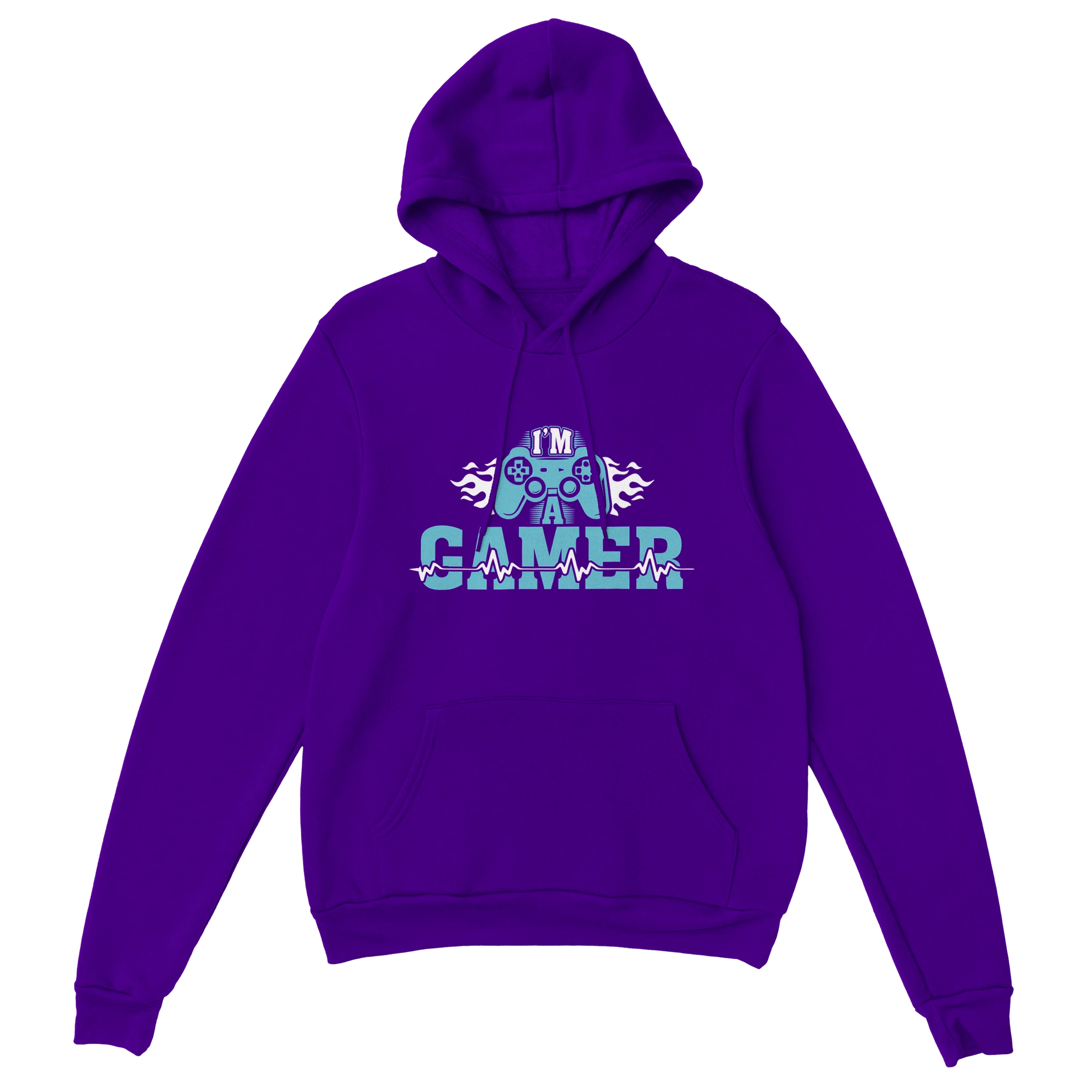 Gamer Hoodie - I´m a Gamer lila – Gaming Hoodie Flatlay mit I´m a Gamer Print