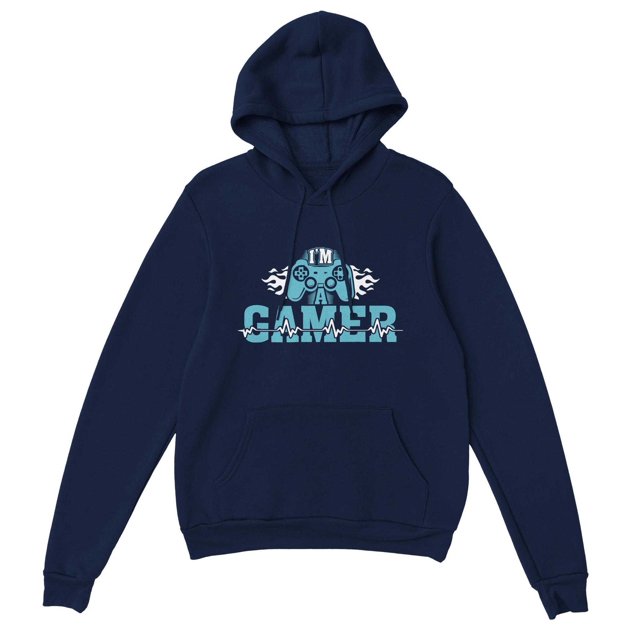 Gamer Hoodie - I´m a Gamer marine – Gaming Hoodie Flatlay mit I´m a Gamer Print