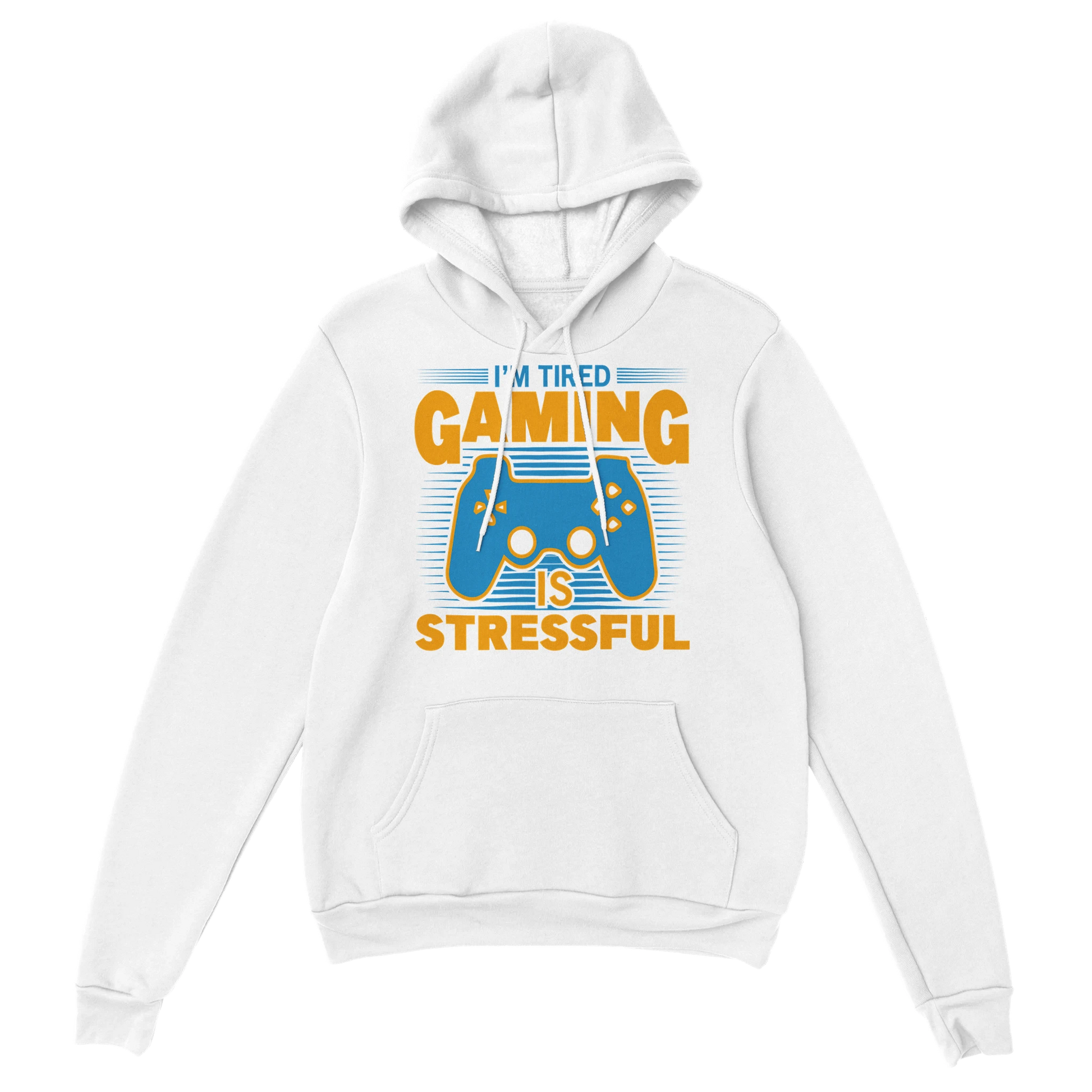 Gamer Hoodie - I´m Tired weiss – Gaming Hoodie Flatlay mit I´m Tired Print
