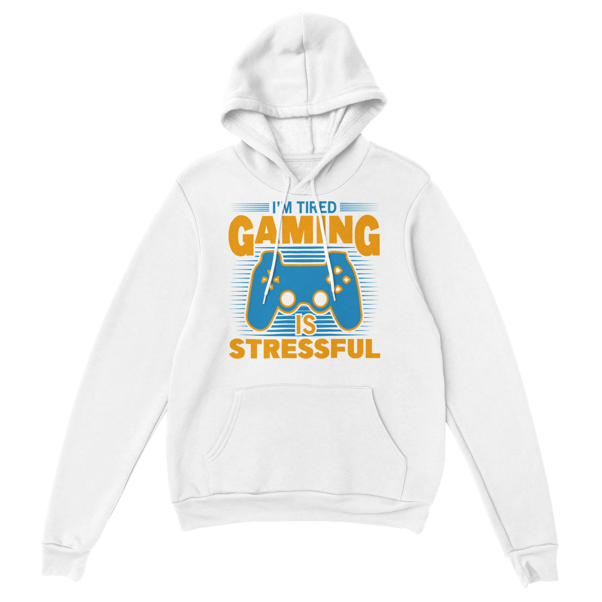 Gamer Hoodie - I´m Tired weiss – Gaming Hoodie Flatlay mit I´m Tired Print