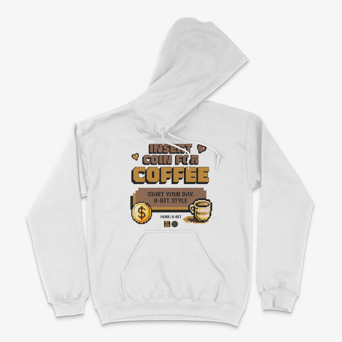Gamer Hoodie - Insert Coin for Coffee Hoodie in Farbe weiss  