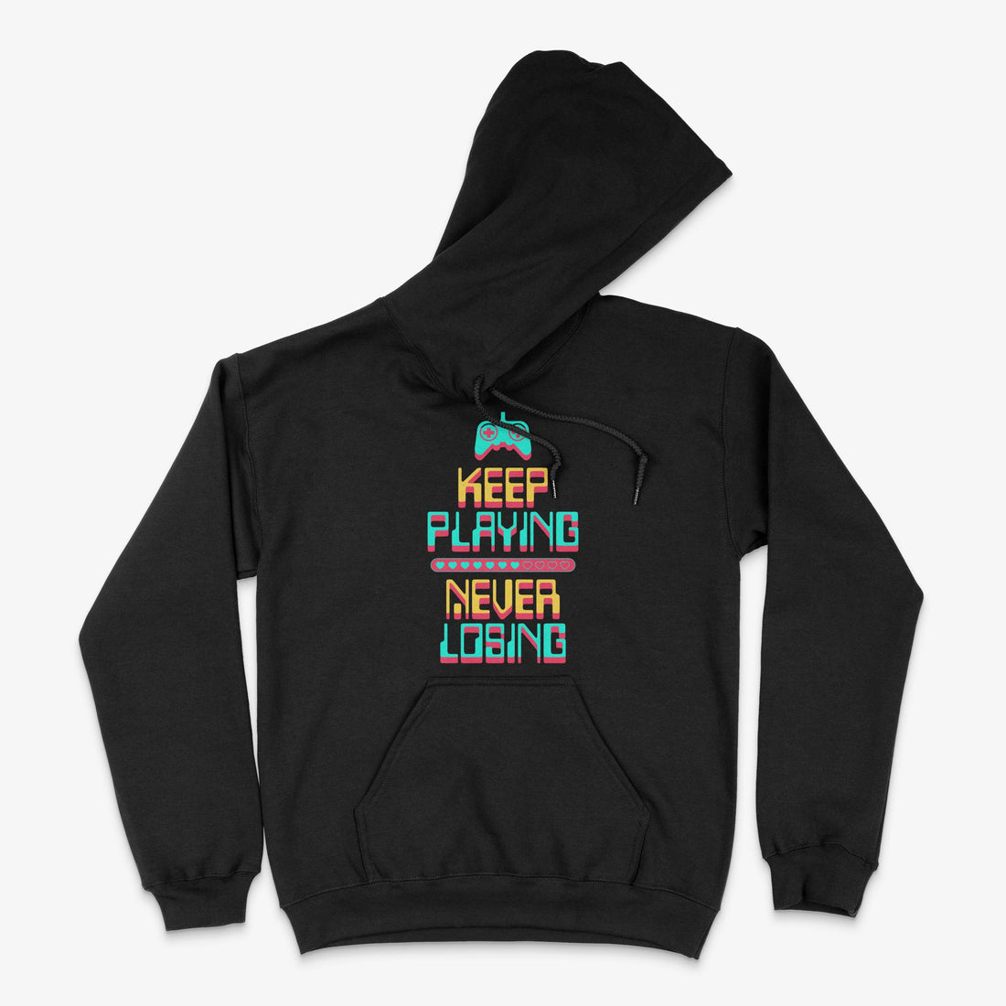 Gamer Hoodie - Keep Playing Never Losing Hoodie in Farbe schwarz  