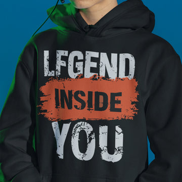 Gamer Hoodie - Legend Inside You schwarz – Gaming Hoodie getragen von maennlichem Model mit Legend Inside You Print