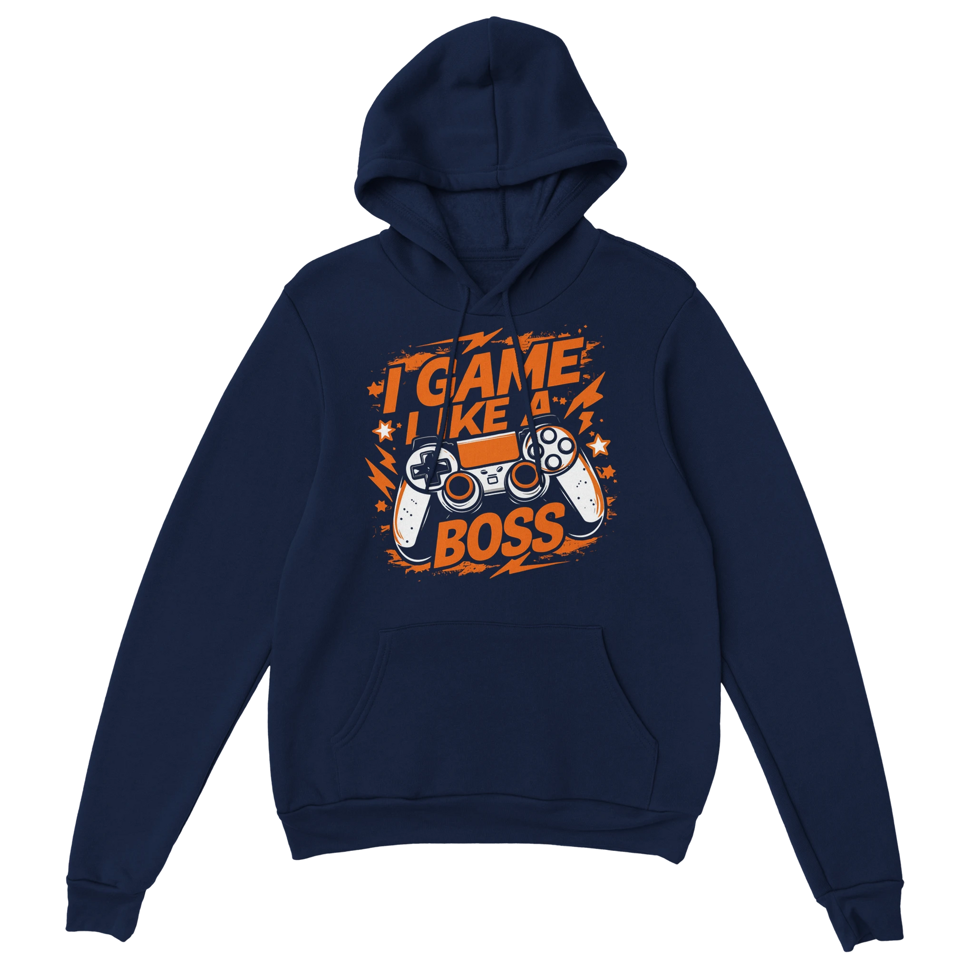 Gamer Hoodie - Like a Boss marine – Gaming Hoodie Flatlay mit Like a Boss Print