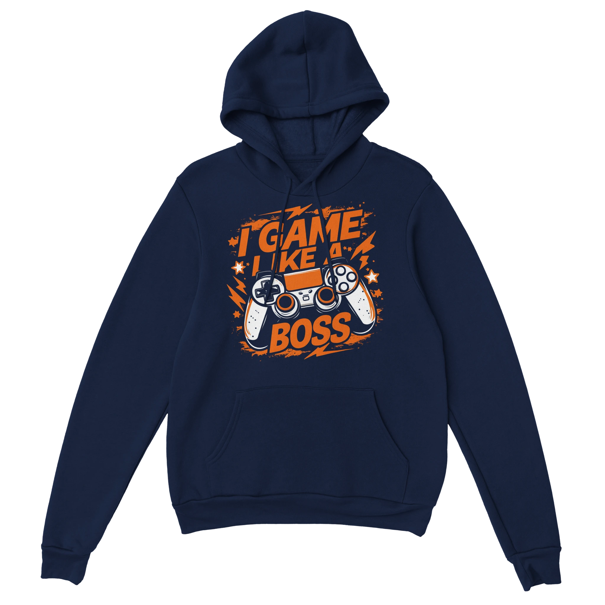 Gamer Hoodie - Like a Boss marine – Gaming Hoodie Flatlay mit Like a Boss Print
