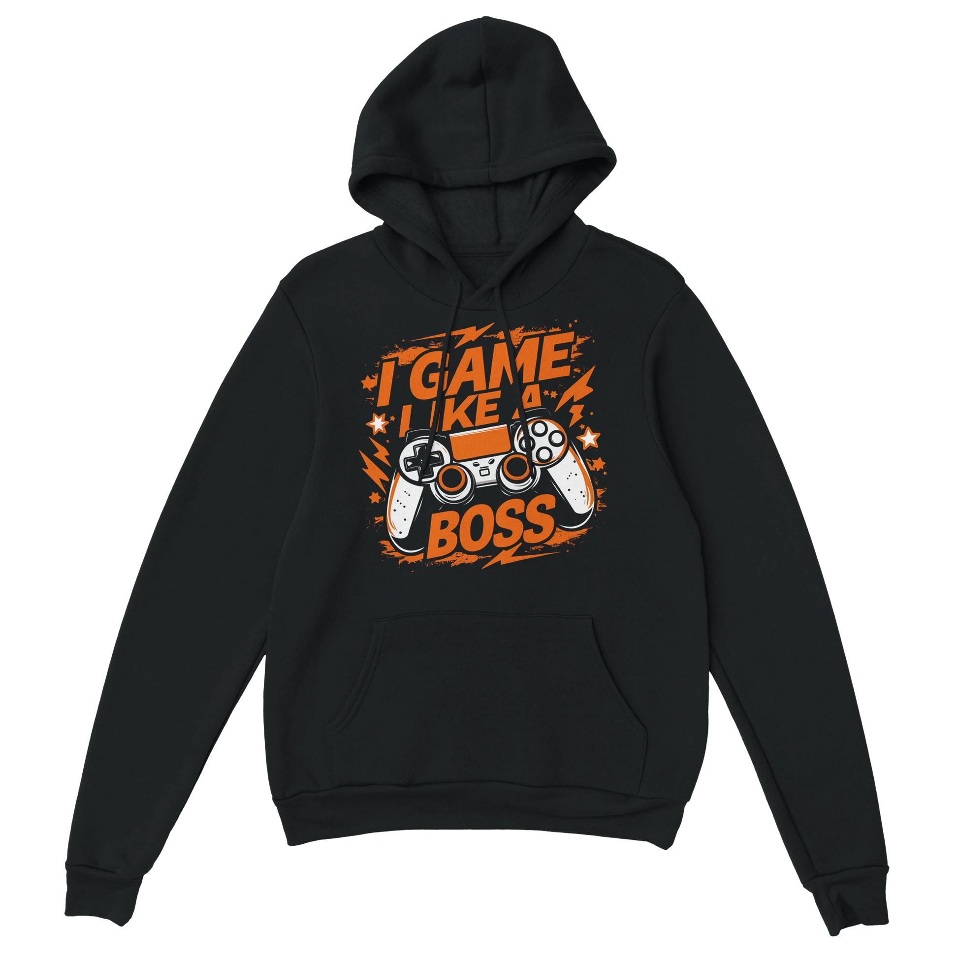 Gamer Hoodie - Like a Boss schwarz – Gaming Hoodie Flatlay mit Like a Boss Print